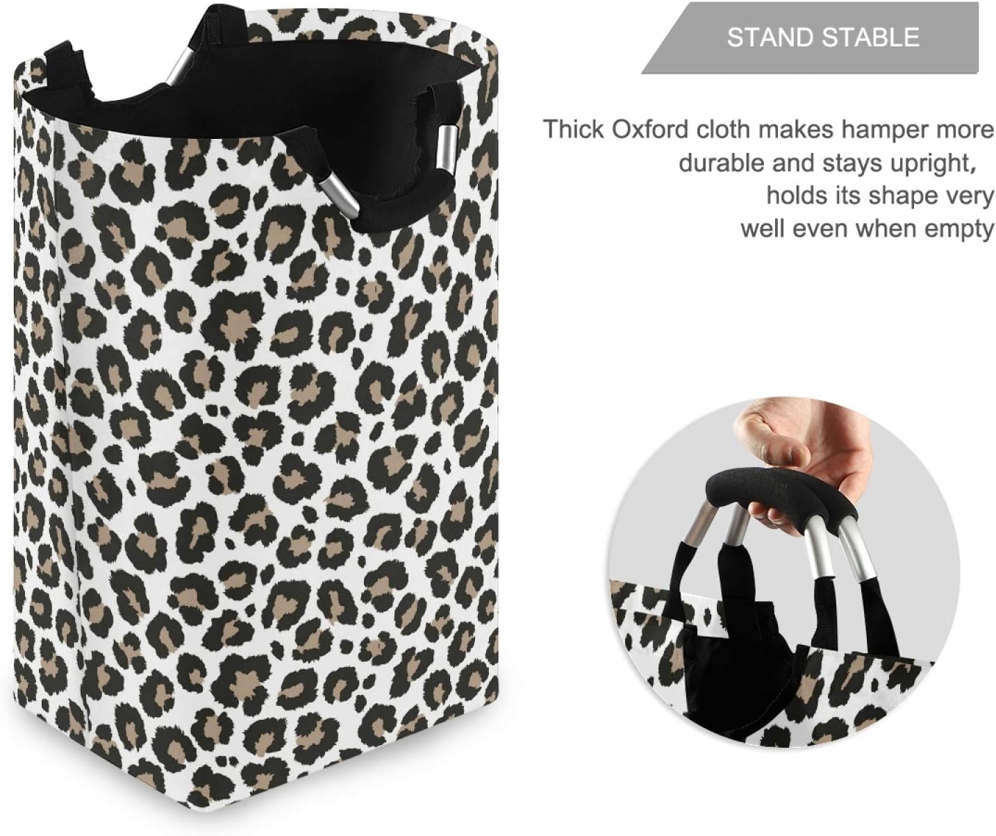 ALAZA Style Gray Leopard Collapsible Laundry Hamper Basket