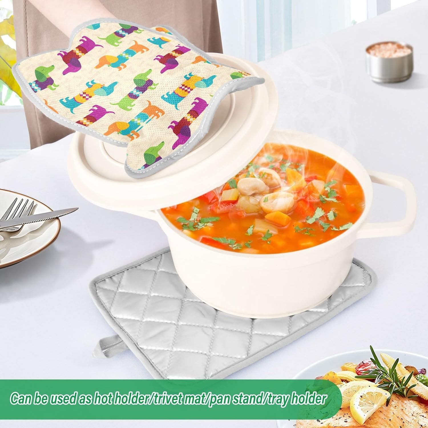 Colorful Dog Potholder Set for Kitchen Safety