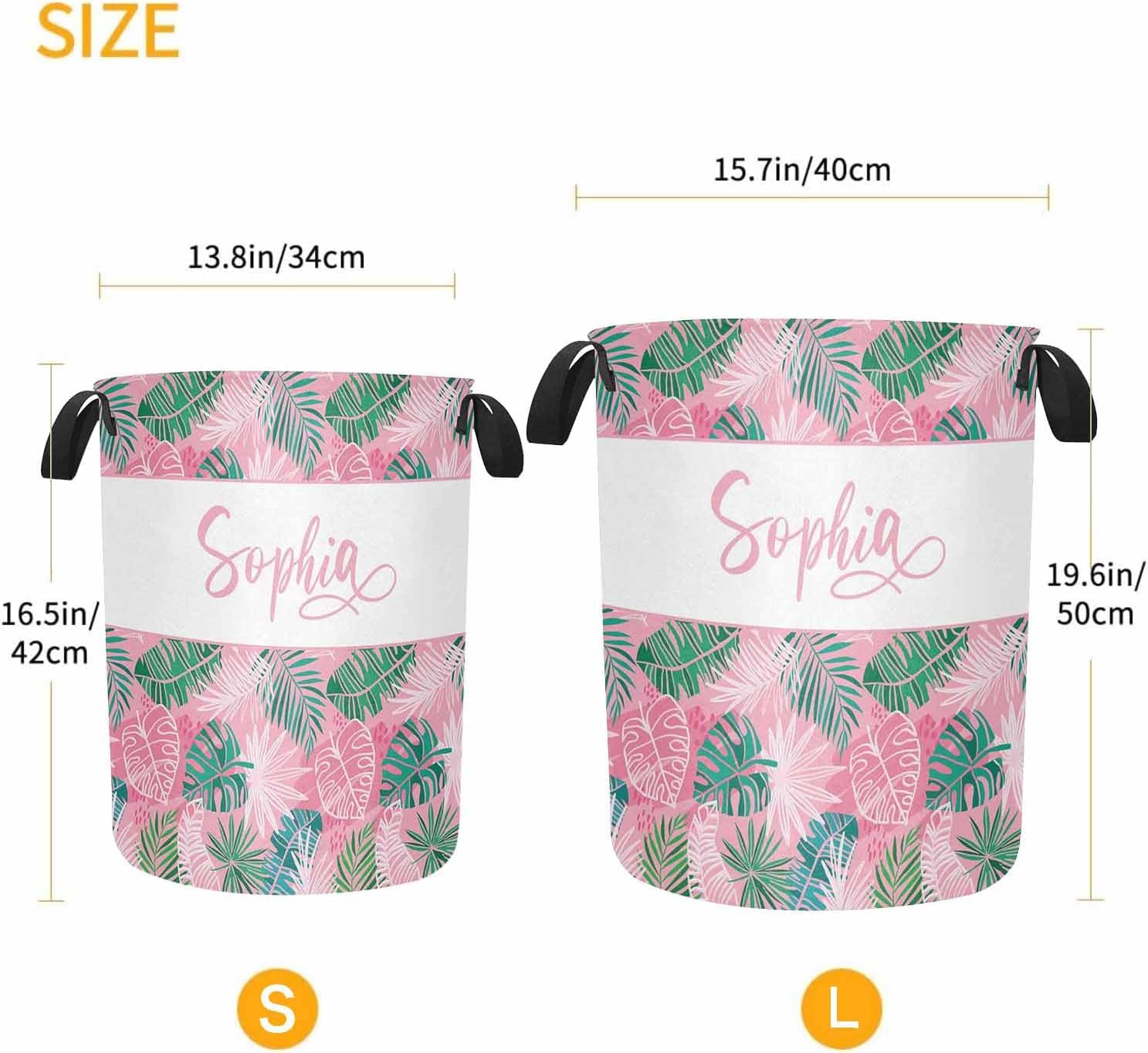 Personalized Laundromat tropical leaves pink hamper for Boys Girls
