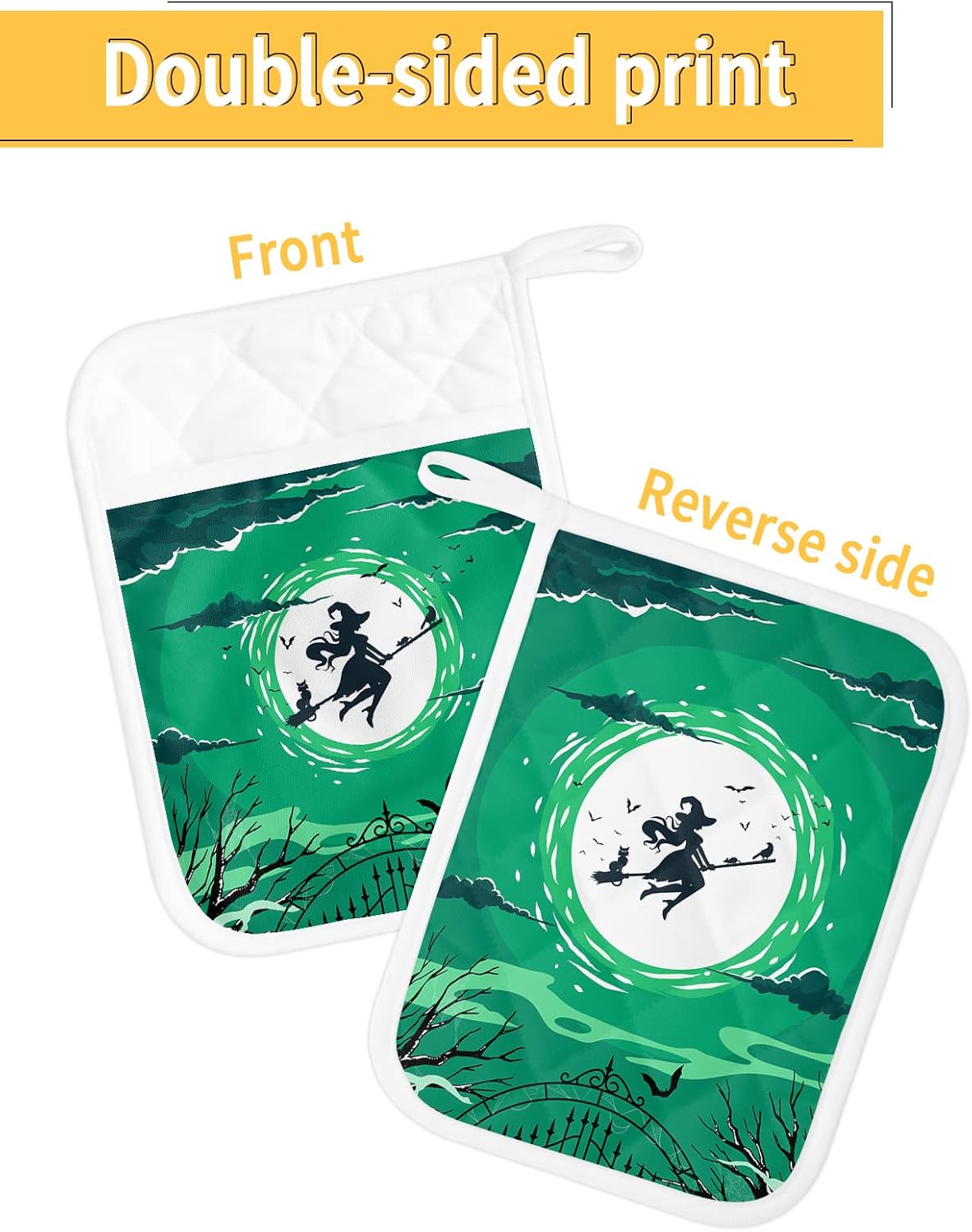 HilariousM Halloween Flying Witch Pot Holder