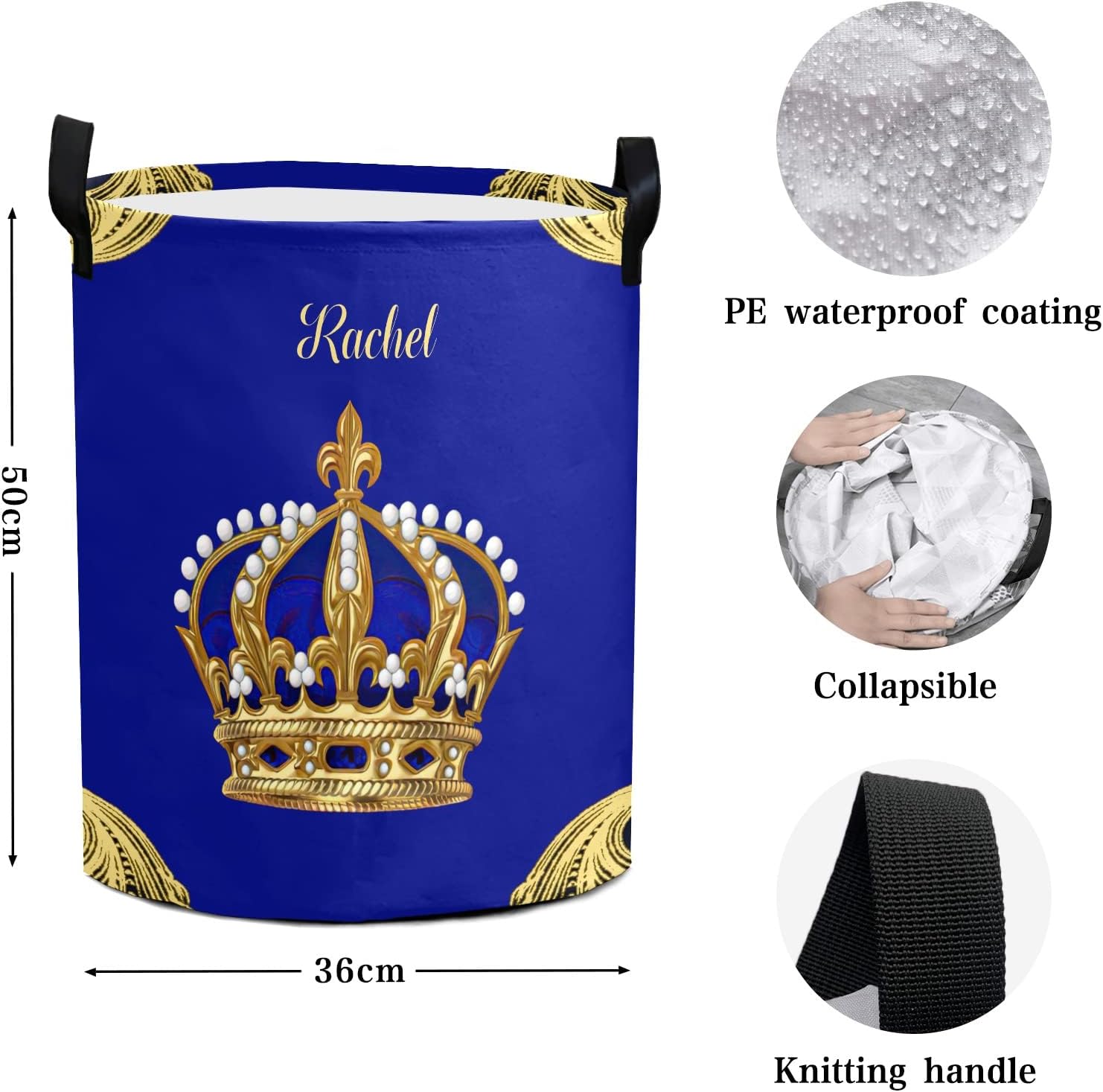 Jewel Prince Crown Blue Customized Laundry Basket