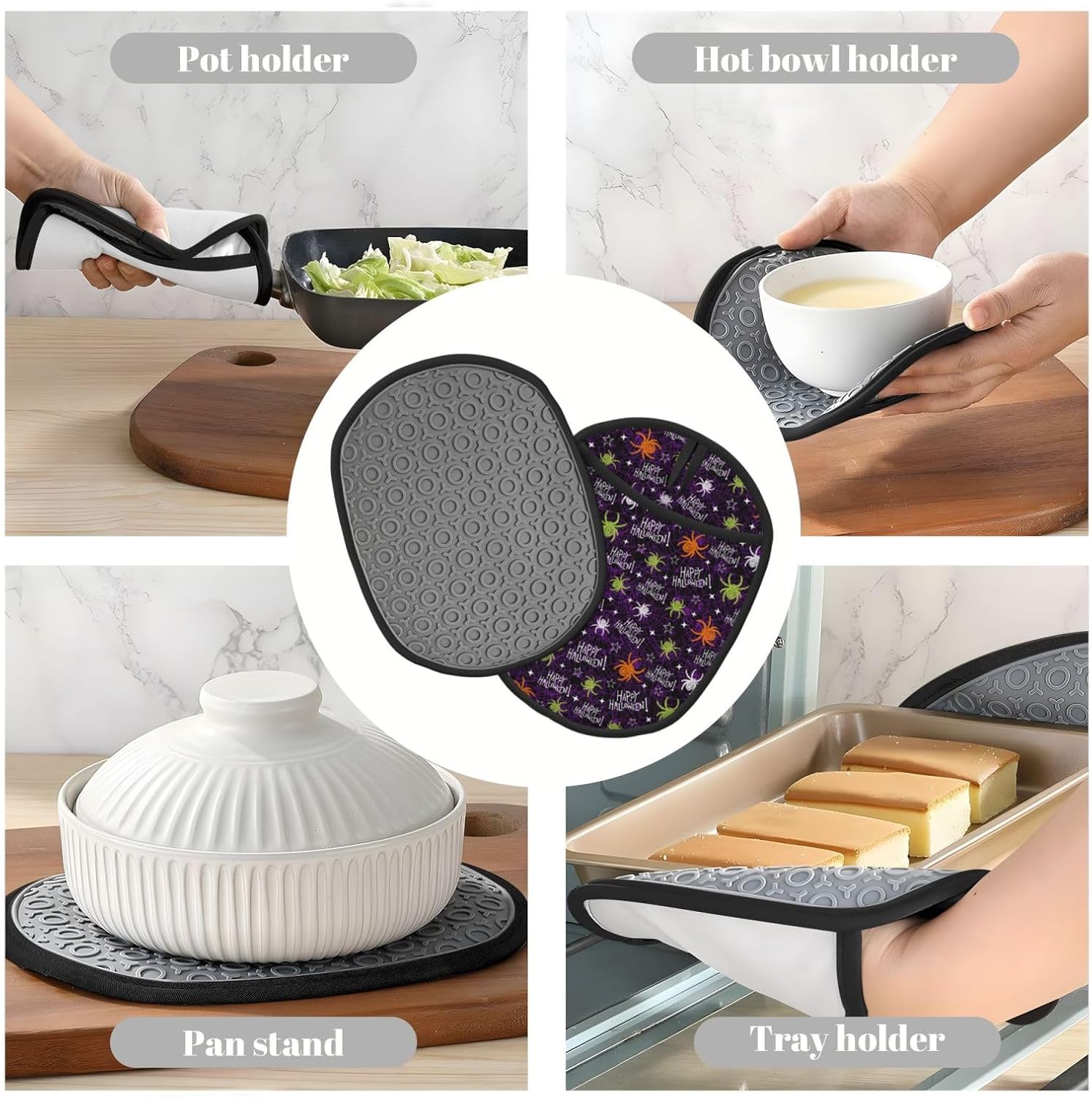 FlambING Halloween Silicone Hot Pad Pot Holder with Loop