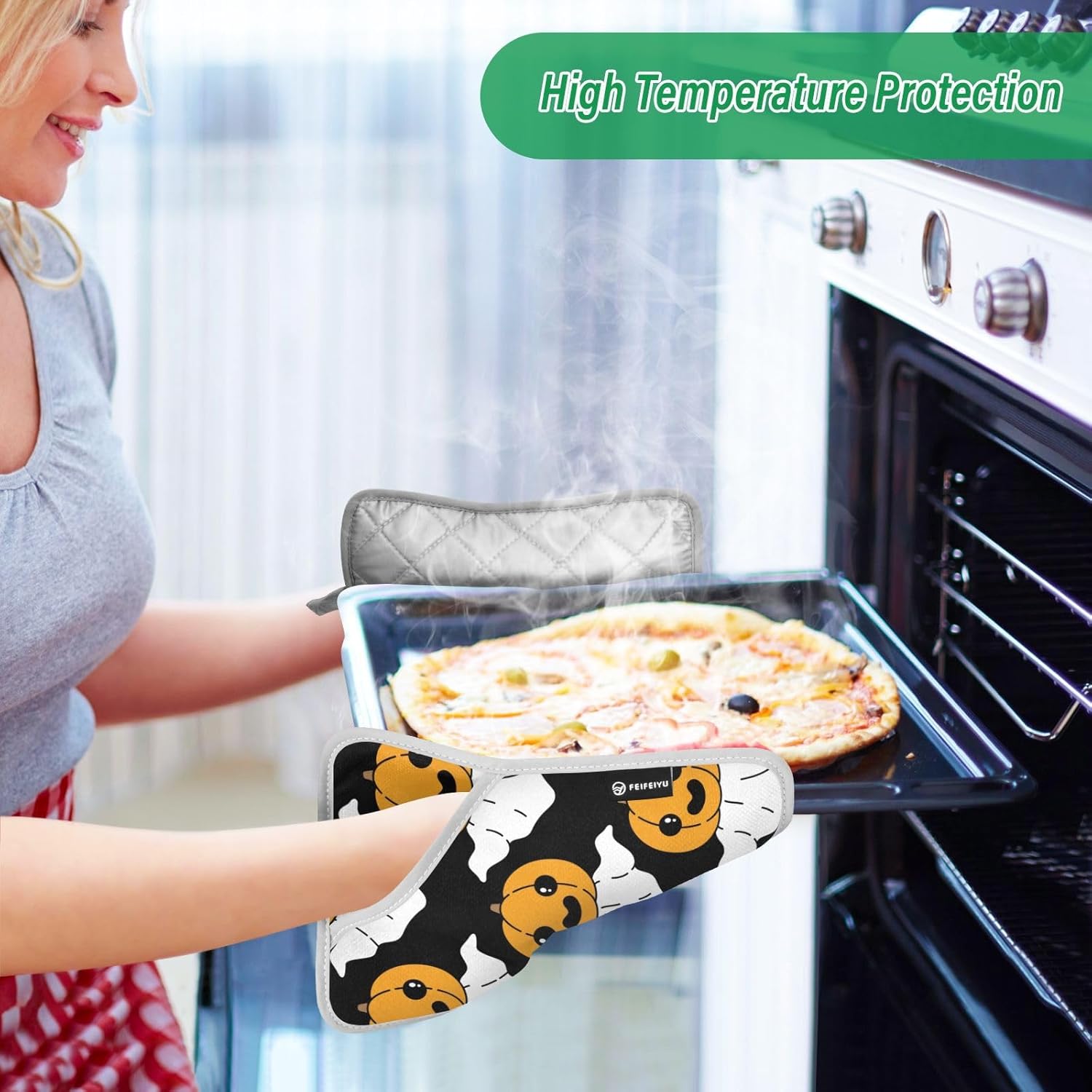 Frighteningly Funny Halloween Spooky Kitchen Potholders Set of 2