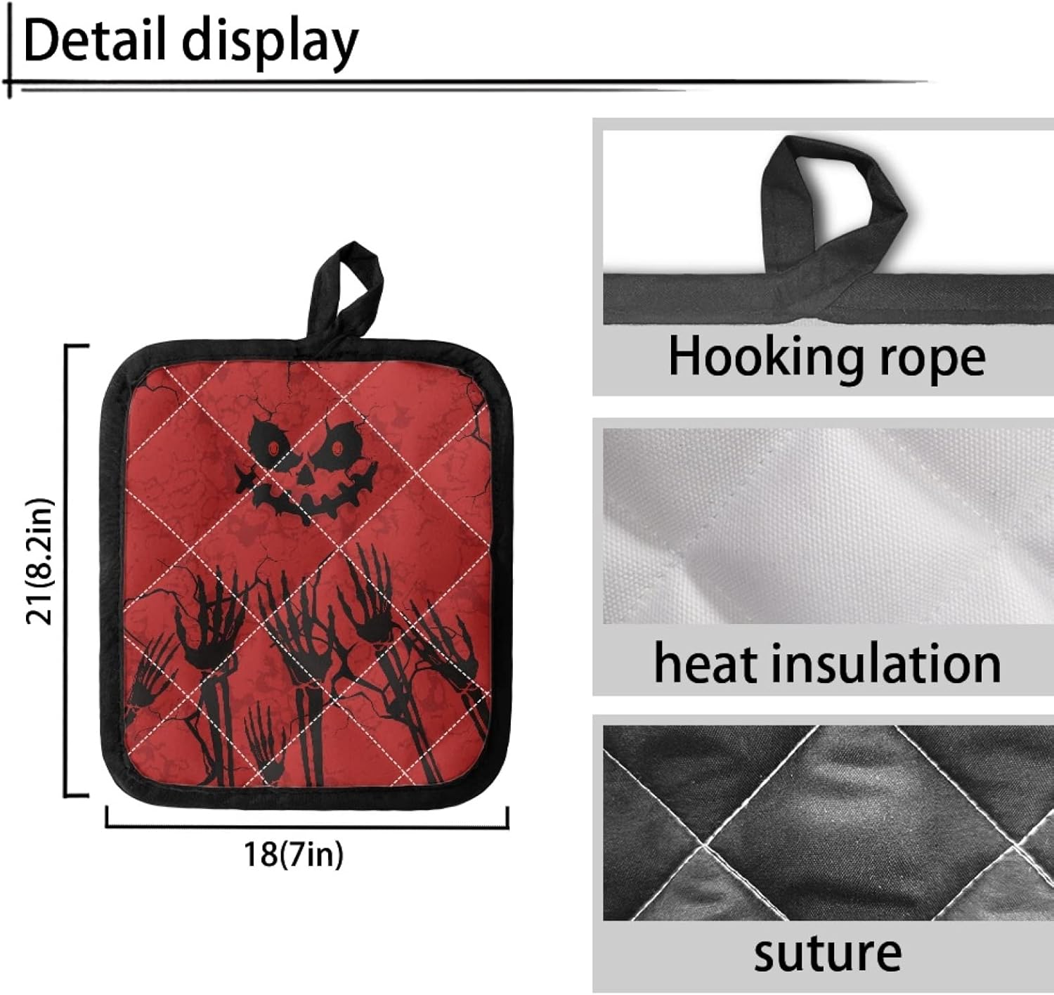 Halloween Skull Oven Mitts Pot Holders Set Red