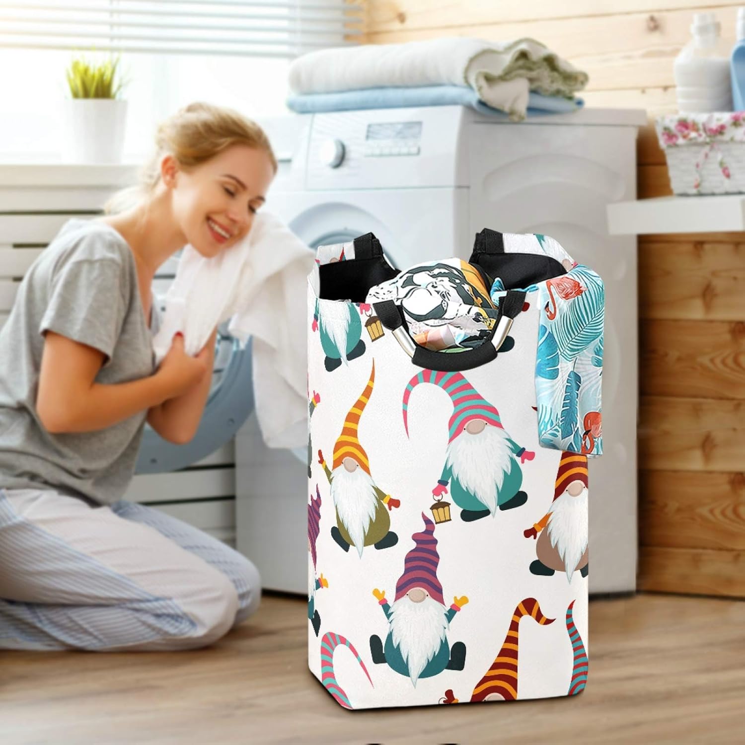Susiyo Christmas Gnomes Collapsible Laundry Basket