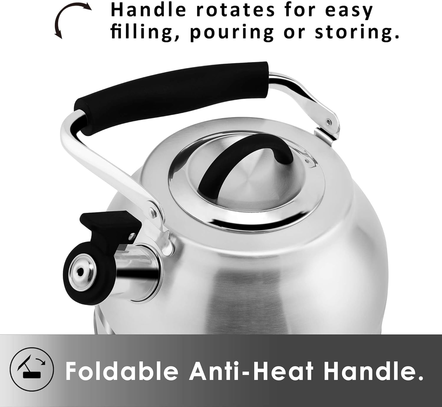 3 Quart Steel Tea Kettle for Home Use