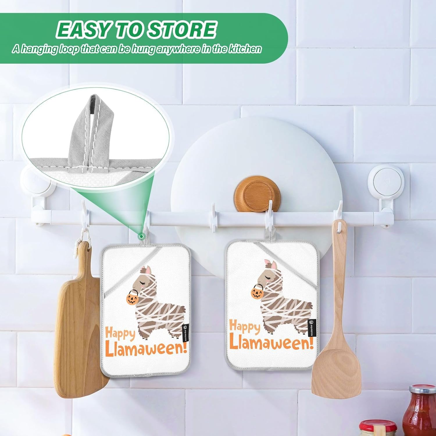 Perfect Halloween Trick or Treat Potent Pot Holder Set for Llamas