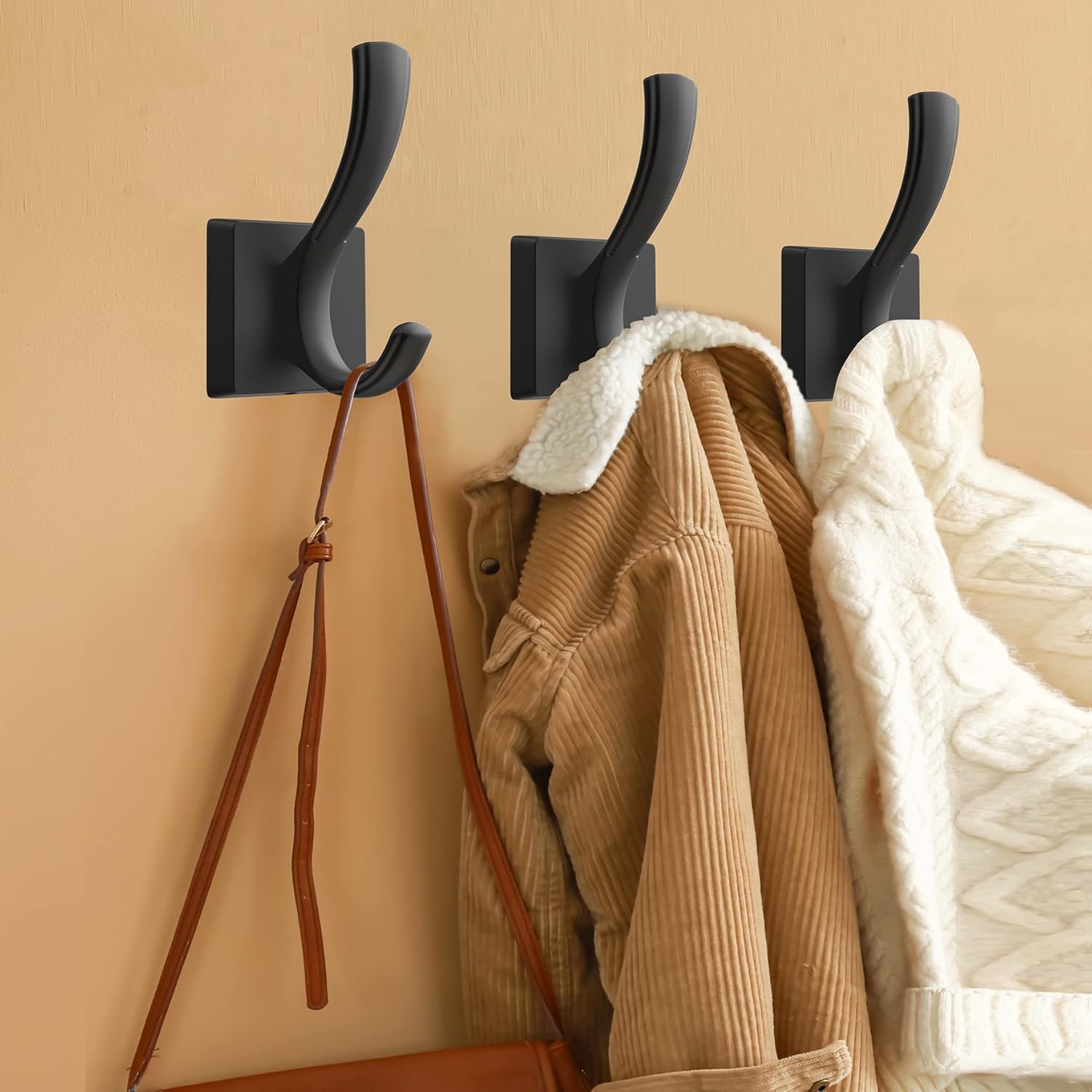 Welcome toTOFIIGREM - Heavy Duty Black Towel Hook for Bathroom Coats Key Hangers