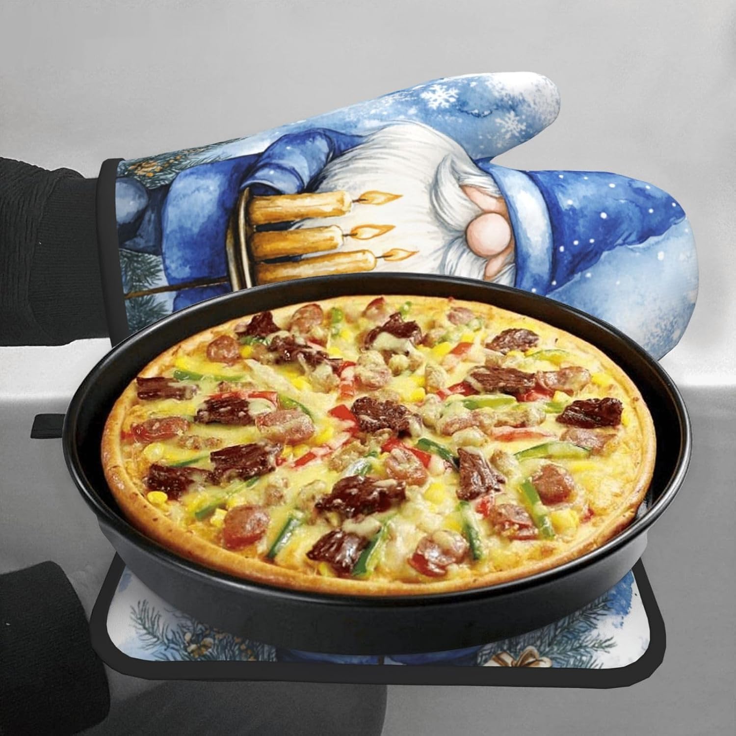 Hanukkah Gnome Oven Mitts Pot Holders