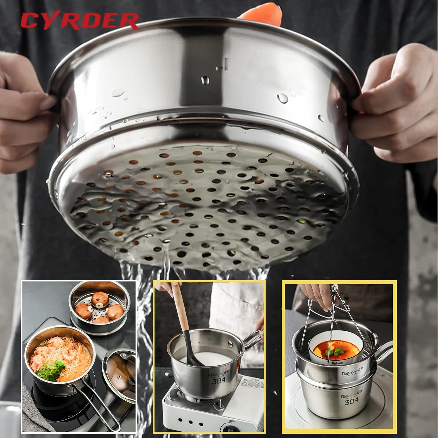 17 Quart Saupton with Steamer lid for Cooking and Steaming