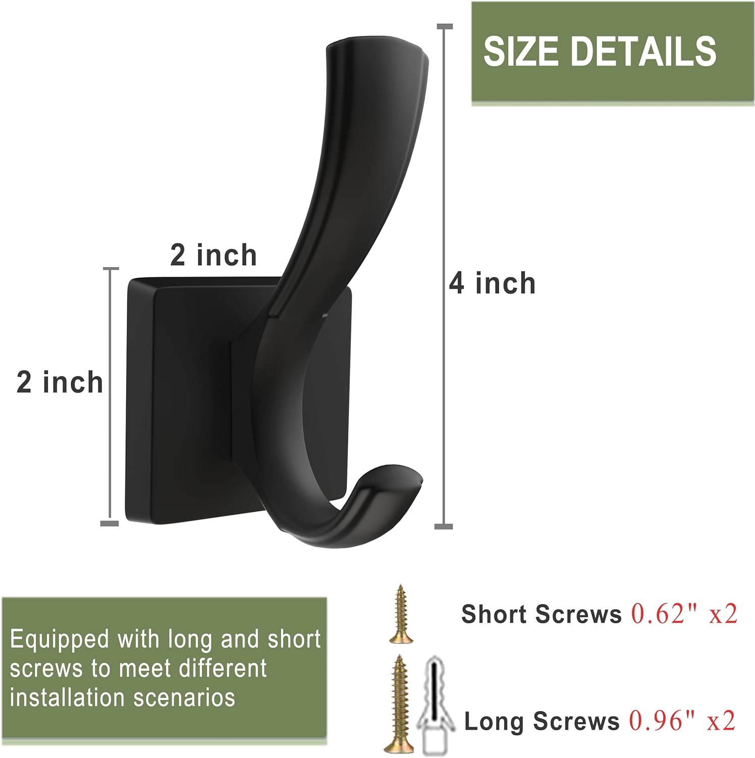 Welcome toTOFIIGREM - Heavy Duty Black Towel Hook for Bathroom Coats Key Hangers
