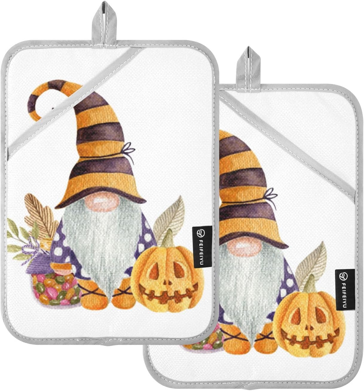 Halloween Gnome 2Pcs Pot Holder Set Heat Resistant