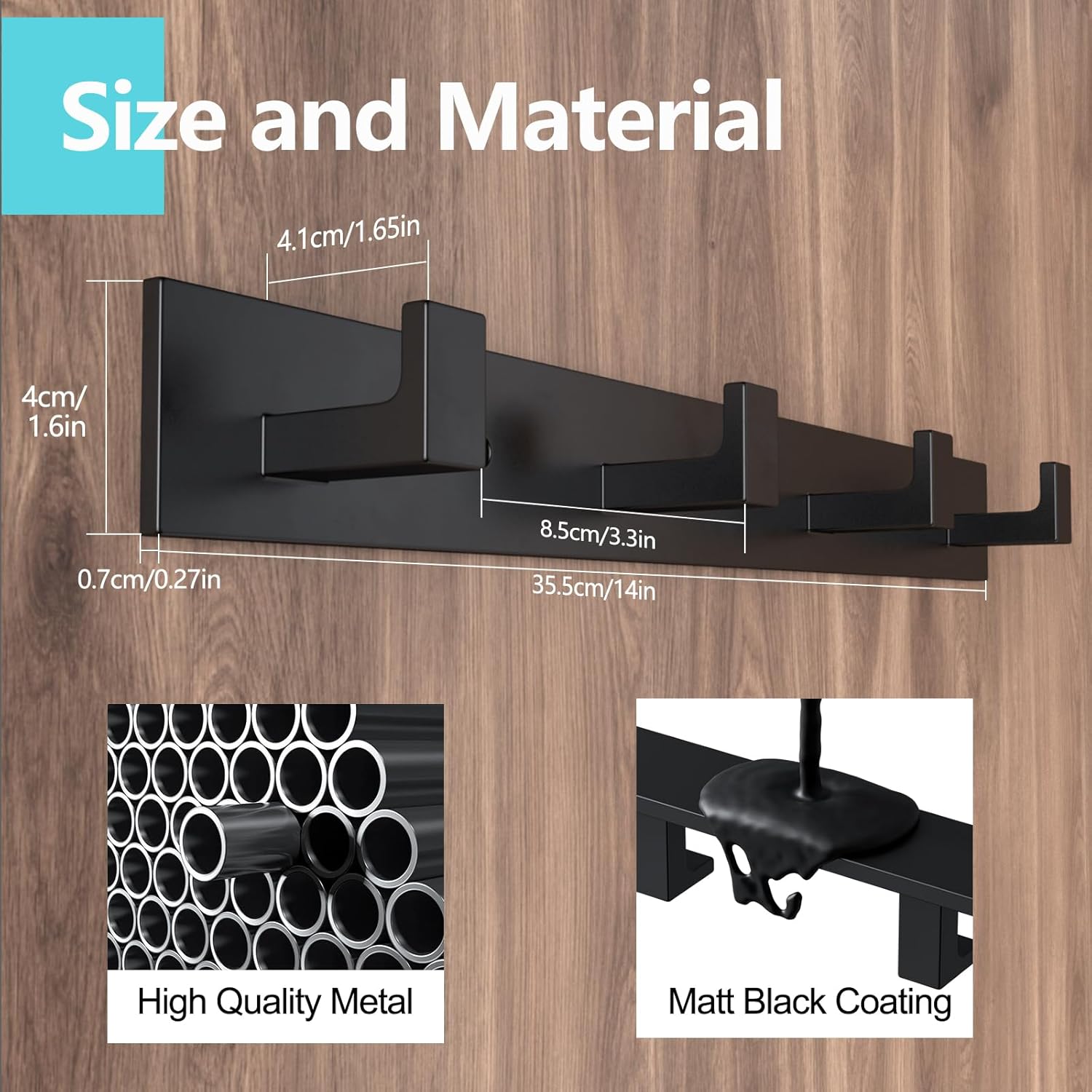 STKYGOOD Coats Hangedentryway bathroom bedroom Matt Black Heavy Duty 44 lbs Capacity