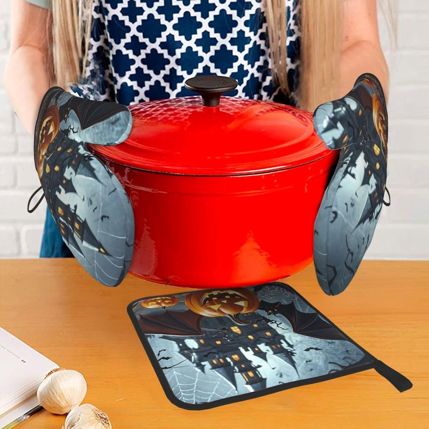 Oven Glove Potholder Set Fun Halloween Kitchen Accessories