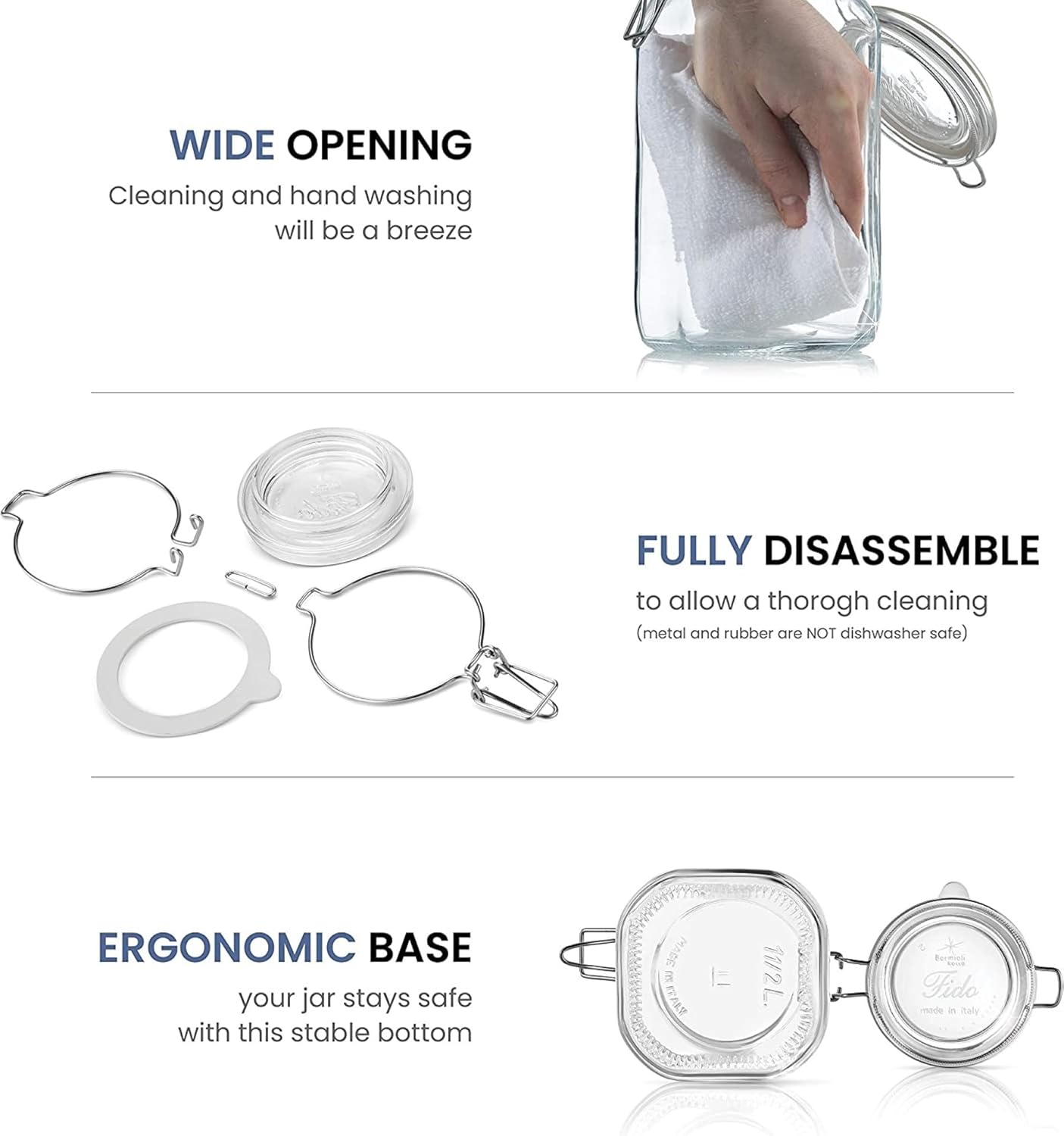 Bormioli Rocco Fido Square Jar with Blue Lid 675-Ounce Clear