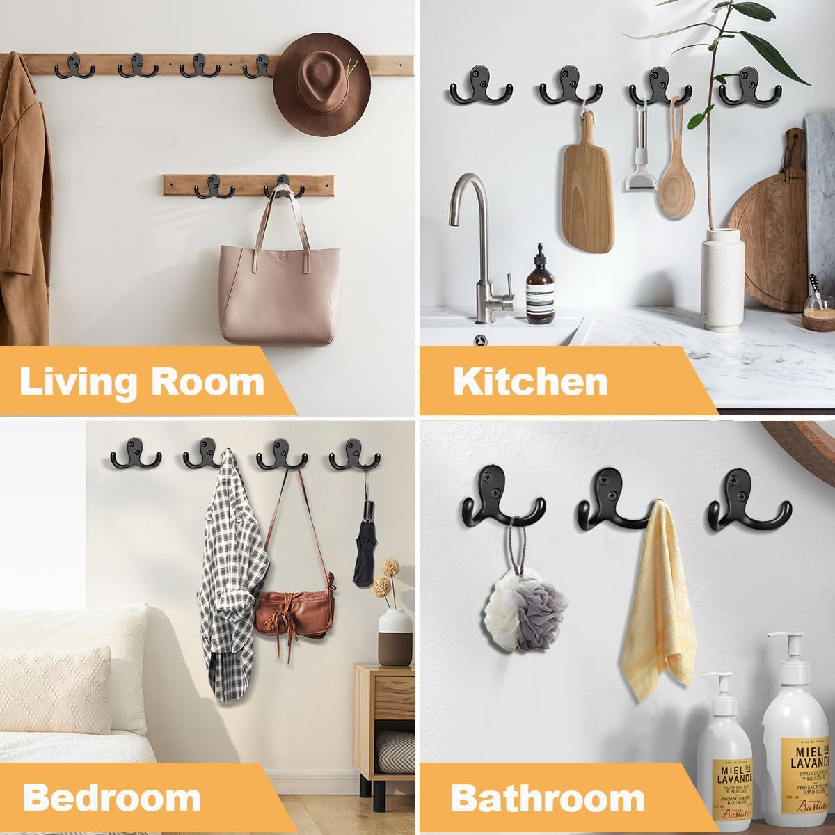 10-Piece Heavy Duty Wall Coat Hooks for Home Office Use