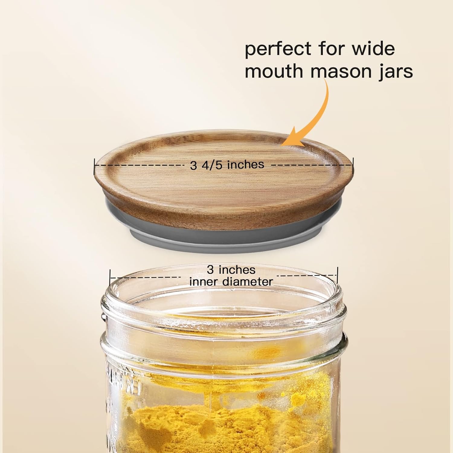 Wooden Canning Lids for Mason Jars 12PCS Reusable with Silicone Seal