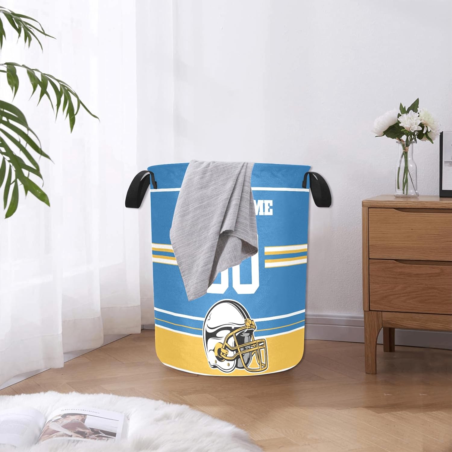 Custom Football Style Laundry Hamper for Kids Lightweight Durable Storage Solution