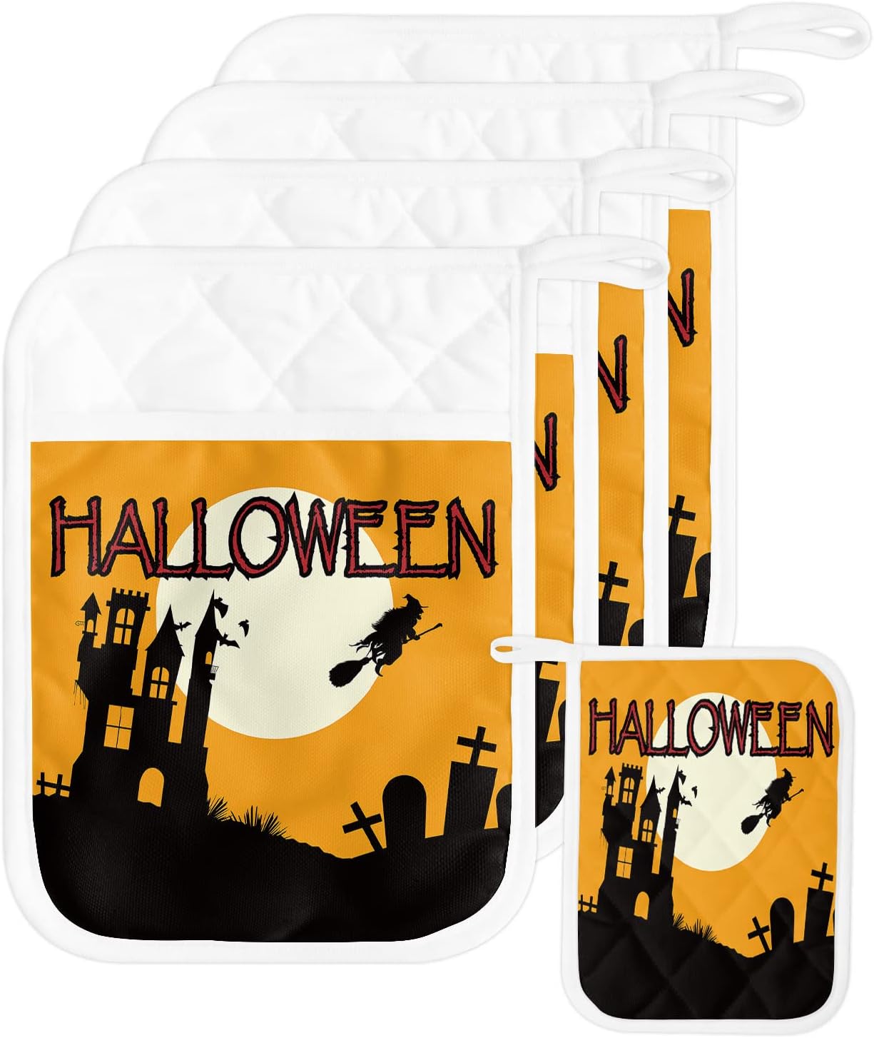 Halloween Night Pot Holders Set of 5