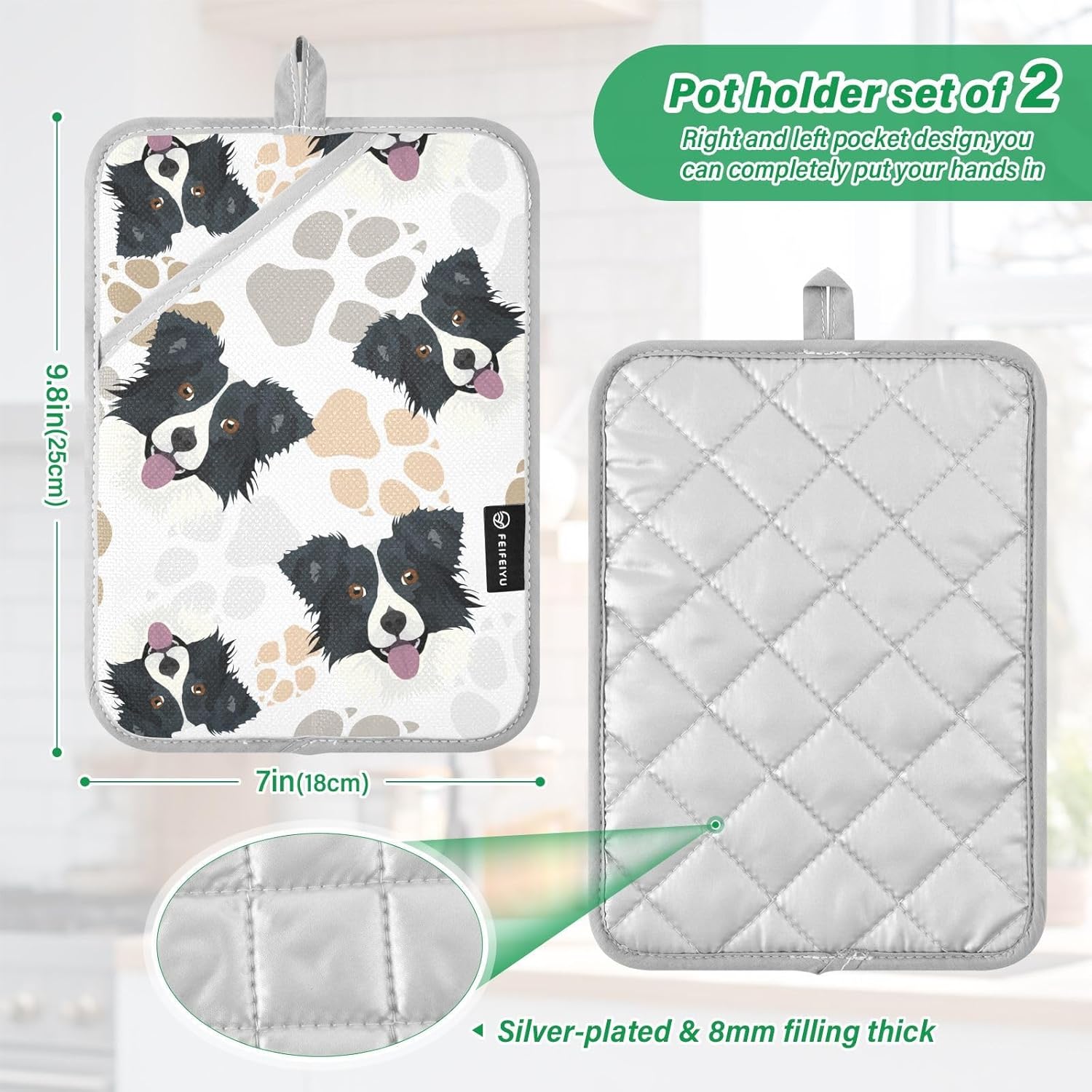 Double Potholder Set Heat-Resistant Oven Mitts