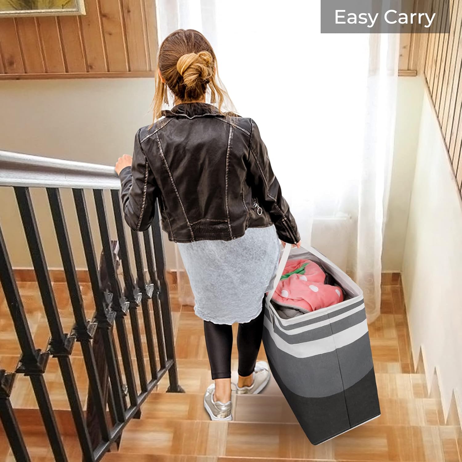 HomeHacks 3-Pack Large Laundry Basket Powerful Design Durable Waterproof
