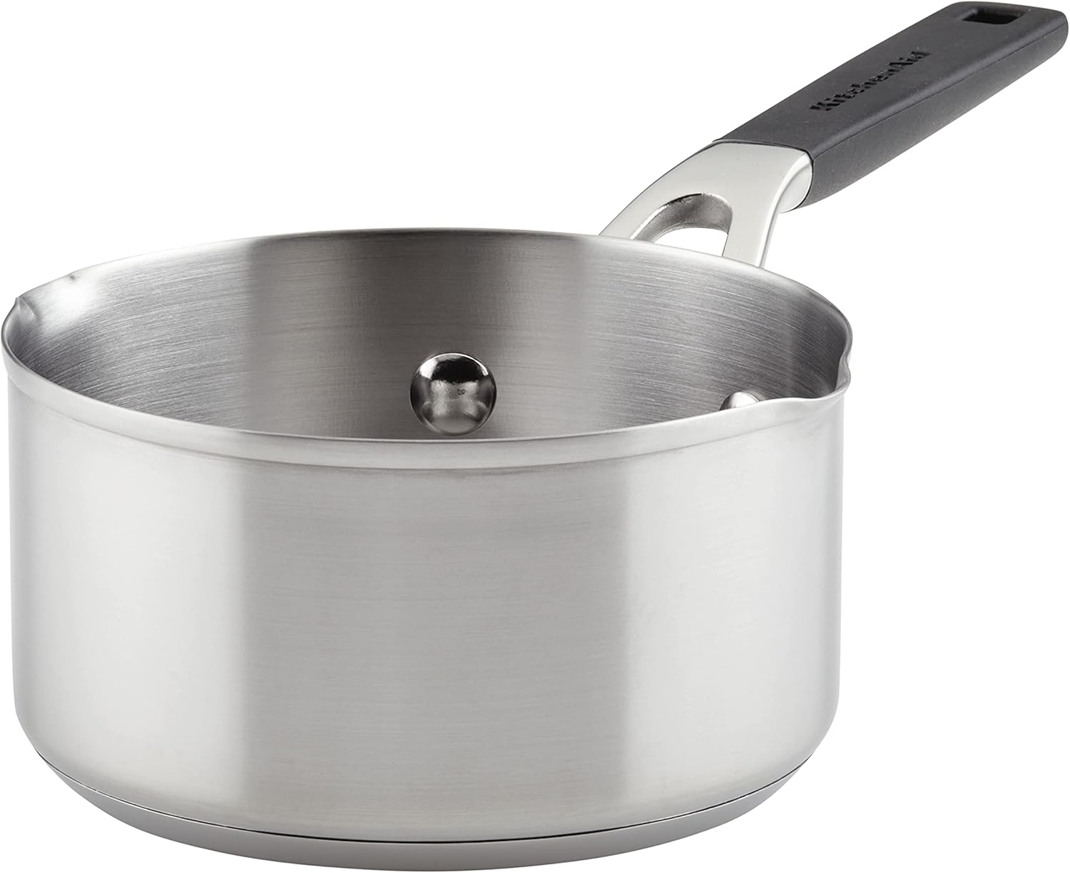 Quick Easyobia1 Quart Stainless Steel Saucepan with Pour Spouts Silicone Grip Handles