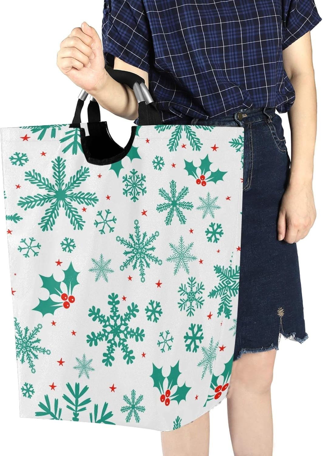 Luxury Winter Christmas Snowflakes Laundry Hamper