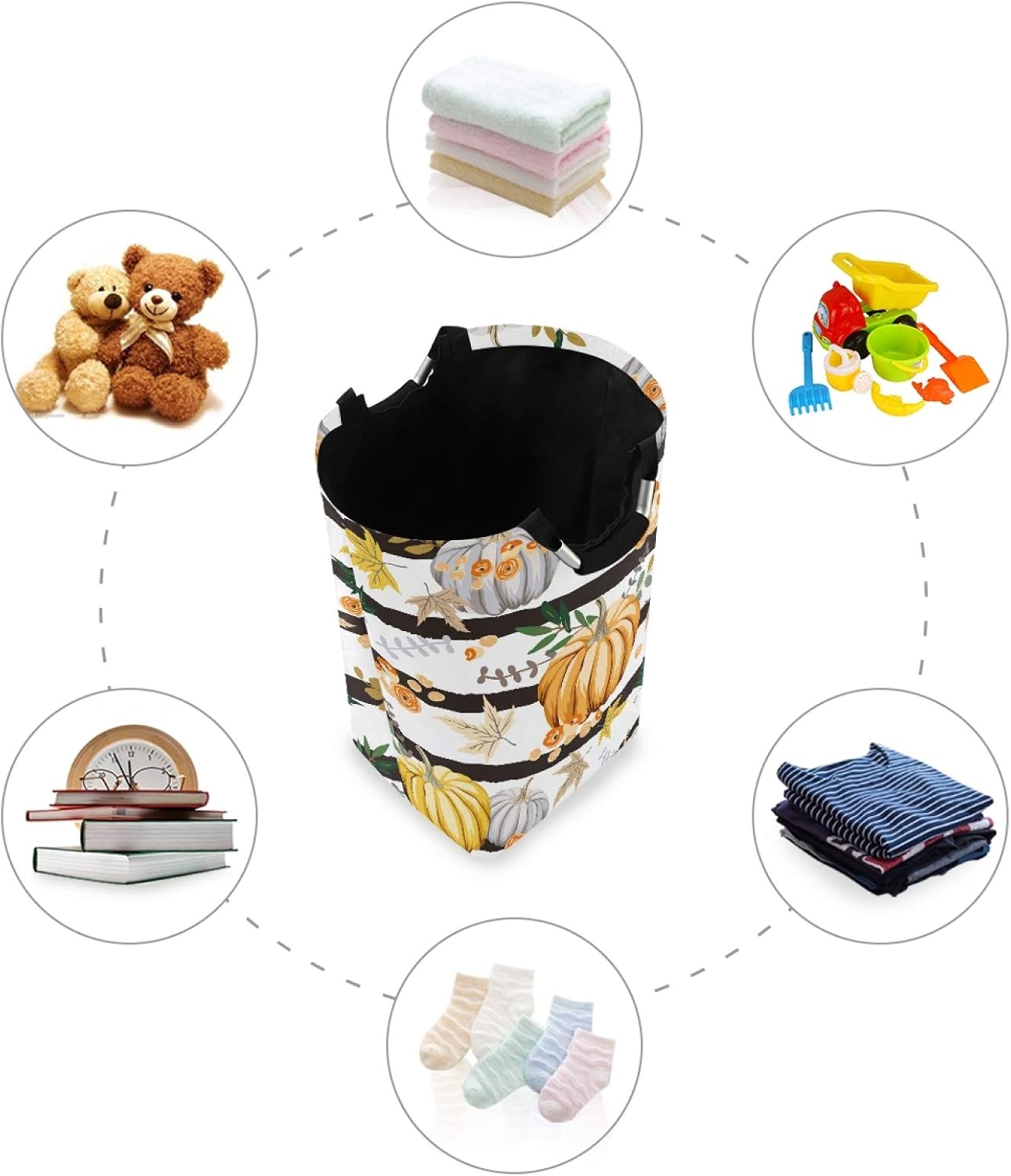 Collapsible Laundry Basket - Fall Orange Pumpkins by Suzukiio