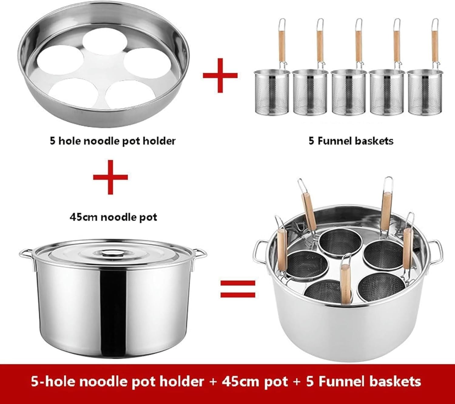Wzglod Commercial Hot Pot Pasta Cookware 5 Holes