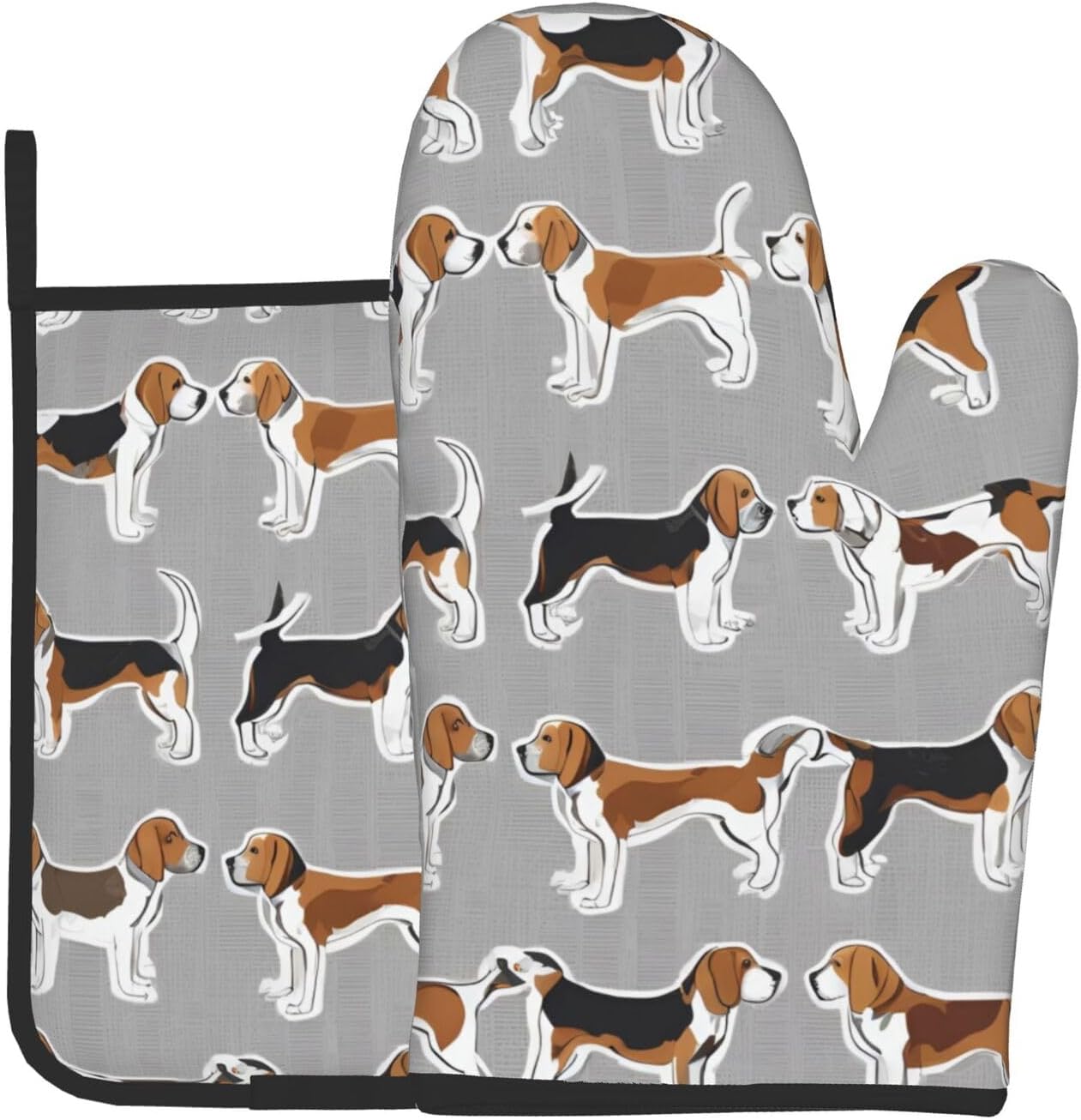 Quopvn Beagle Patterns Printed Oven Mitt Set 2-Piece