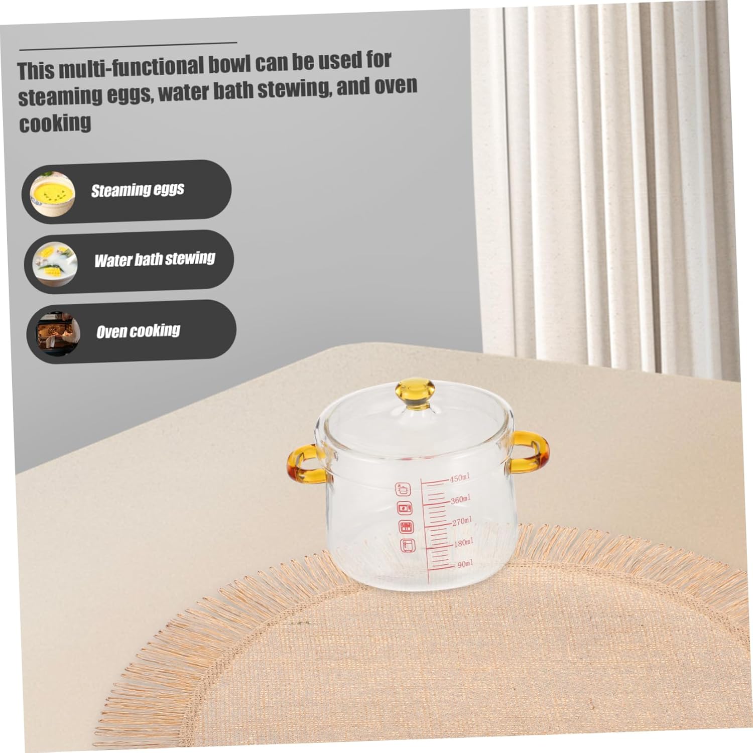 Luxshiny Glass Cooking Pot Steamy Multi-Functional