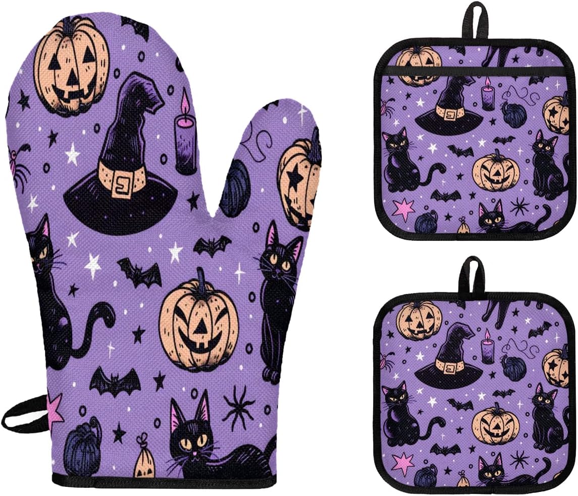 Halloween Oven Mitts Pot Holders 3pc Set
