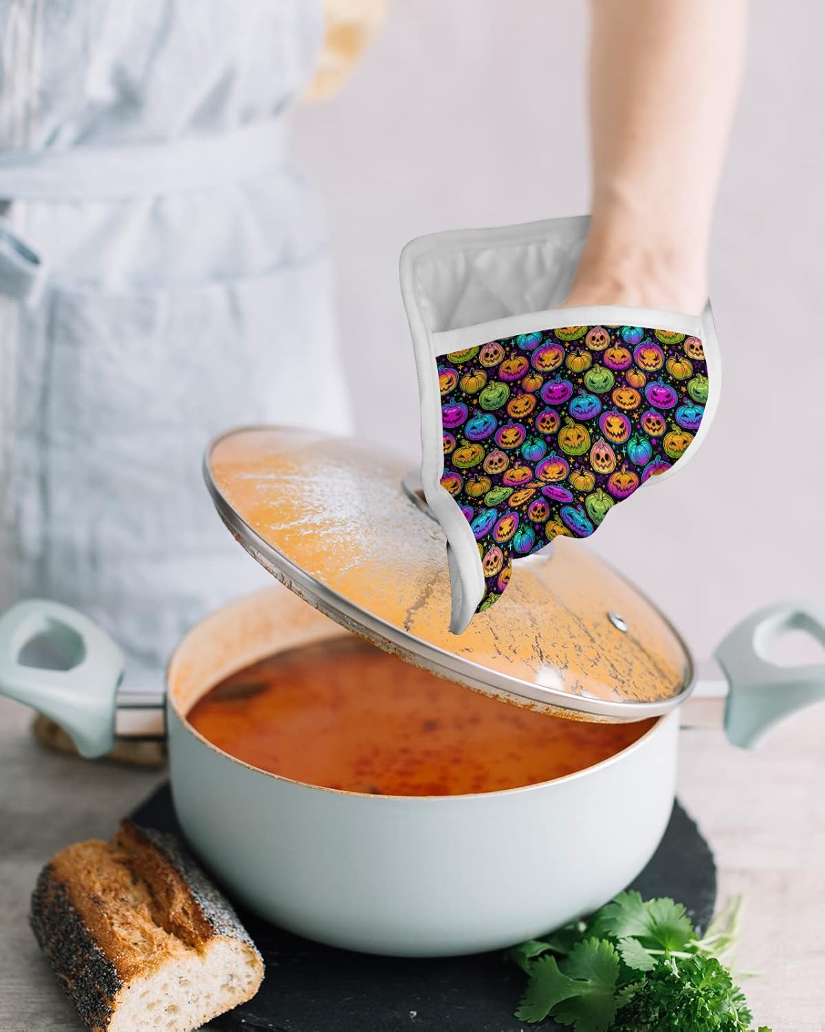 Halloween Rainbow Pumpkins Pot Holder Set of 5 Heat-Resistant Kitchen Pots Paddle