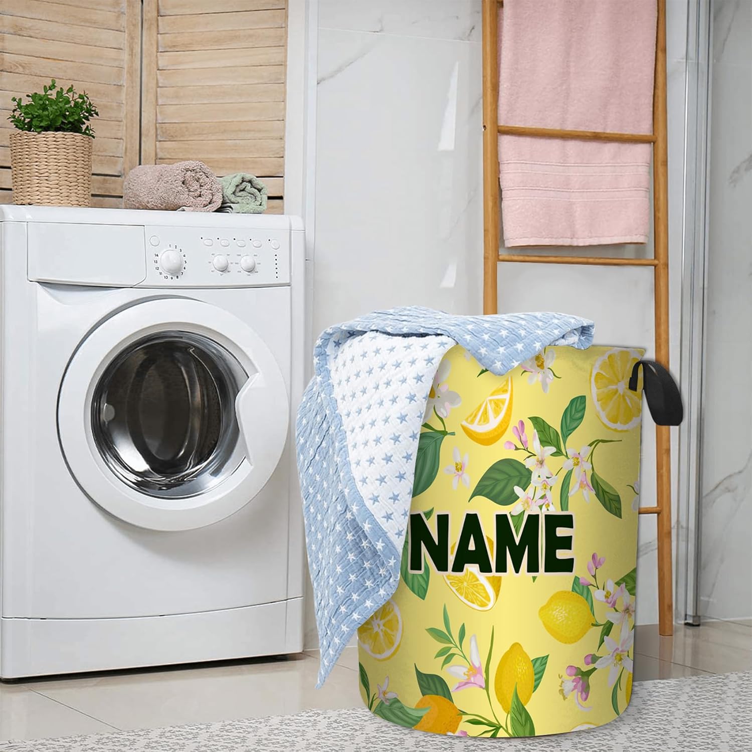 Custom Lemon Laundry Hamper Personalized Storage with Durable Design