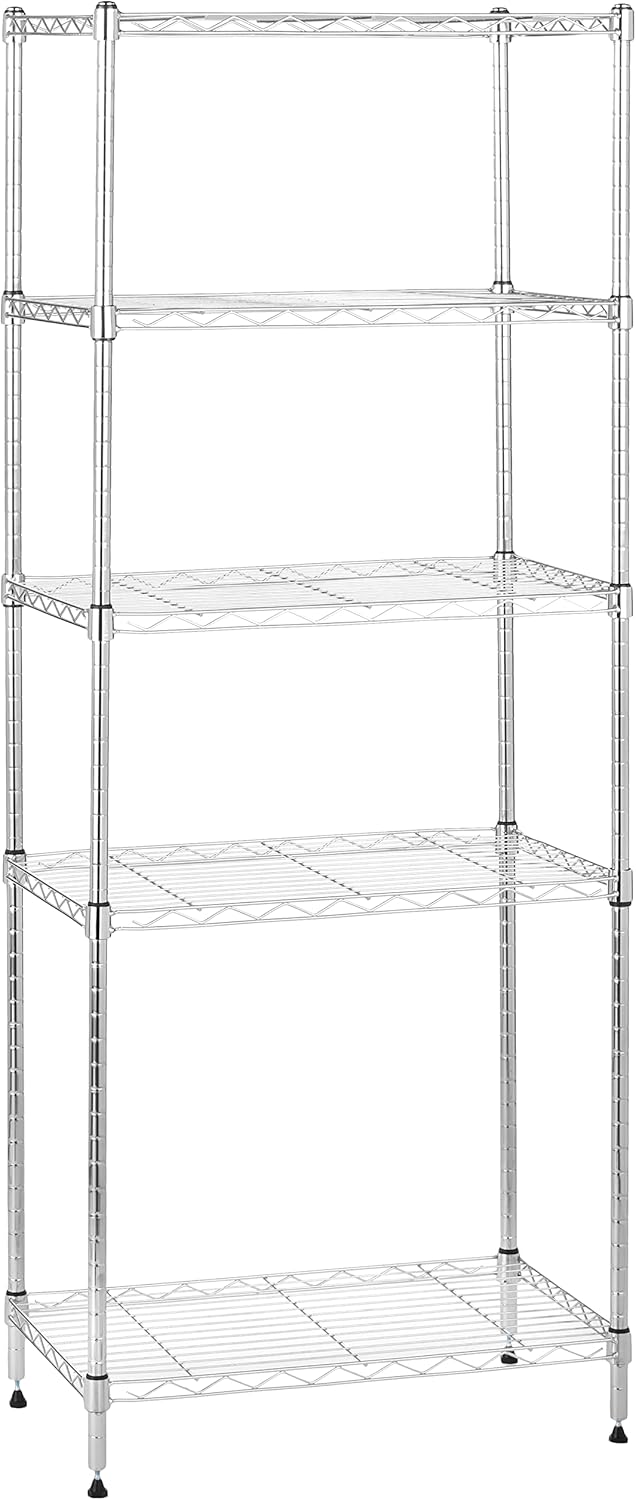 5-Shelf Adjustable Steel Storage Unit - Durable and Easy to Use