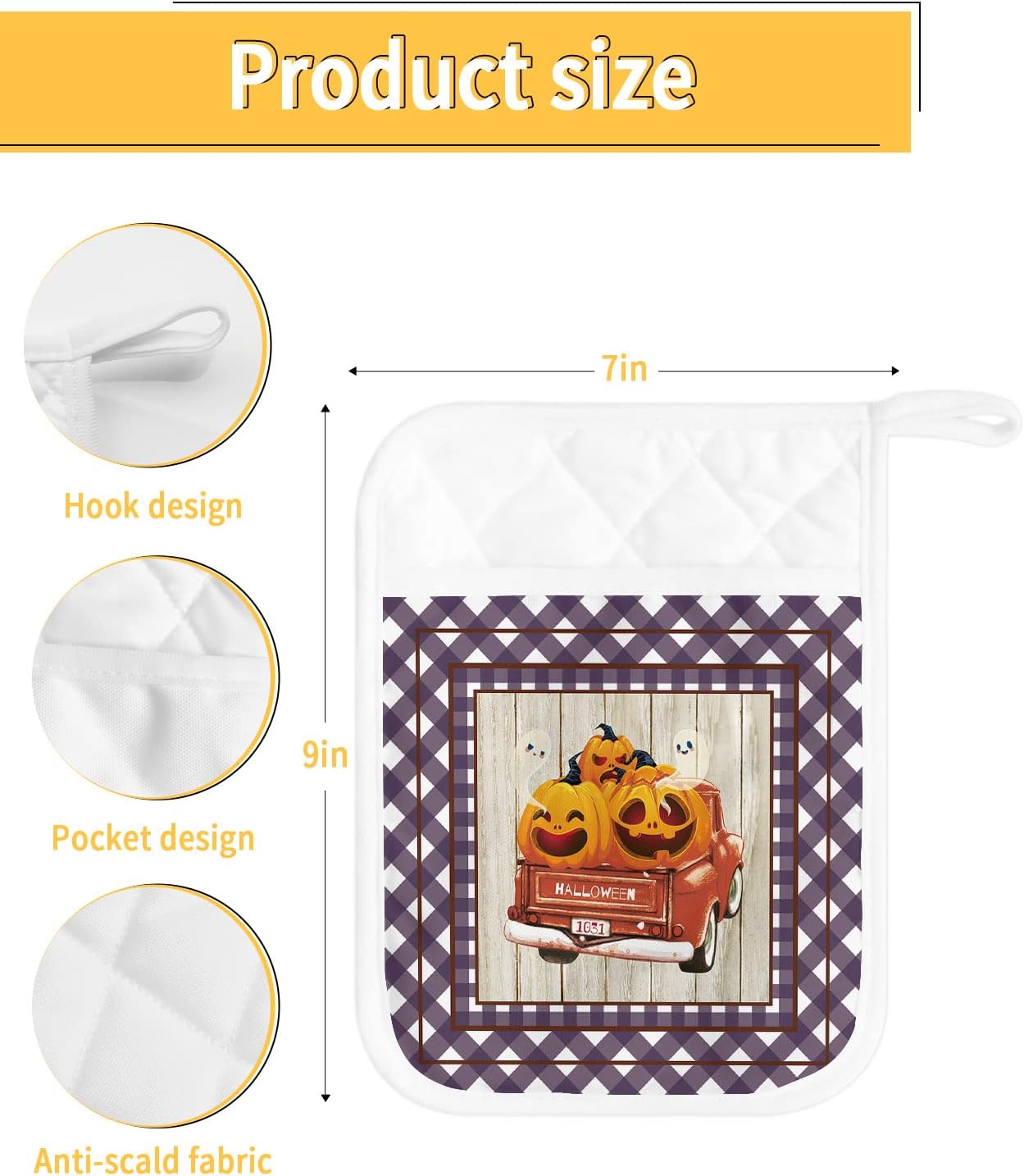 Halloween Ghost Pumpkins 5 in 1 Pot Holders