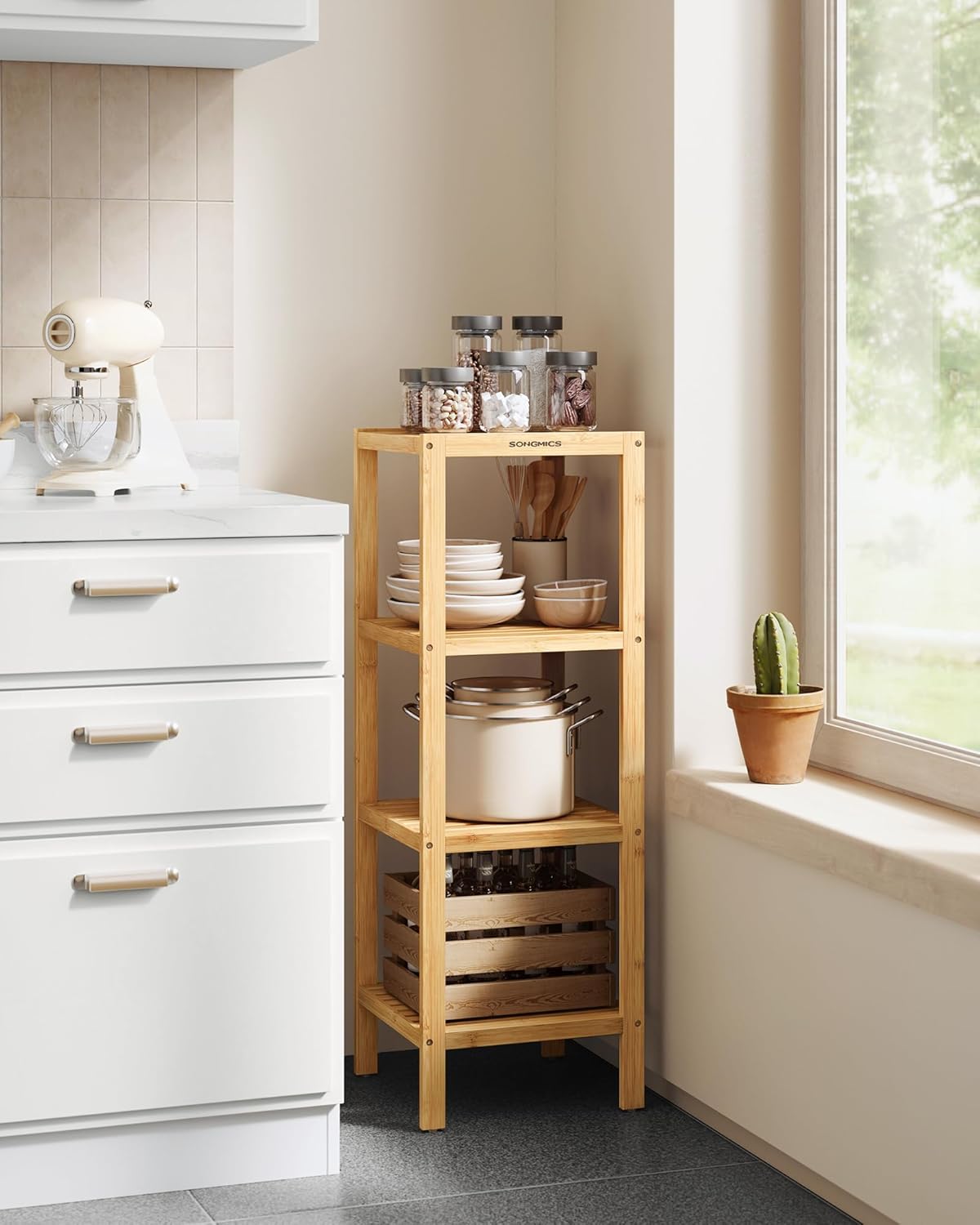 Bamboo Multi-Functional Storage Rack for Home Use