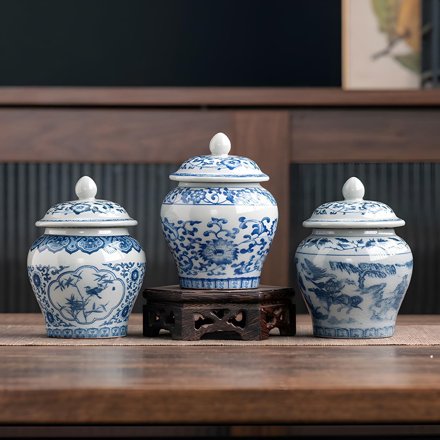 Elegant Chinese-Ceramic Tea Jar Canister 9oz