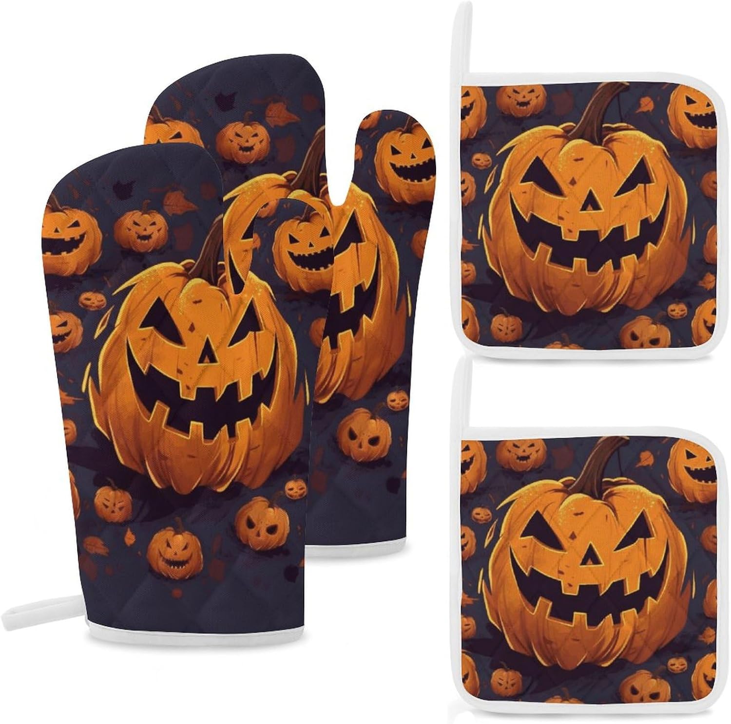 Halloween-Themed Warm Pumpkin Oven Mitts