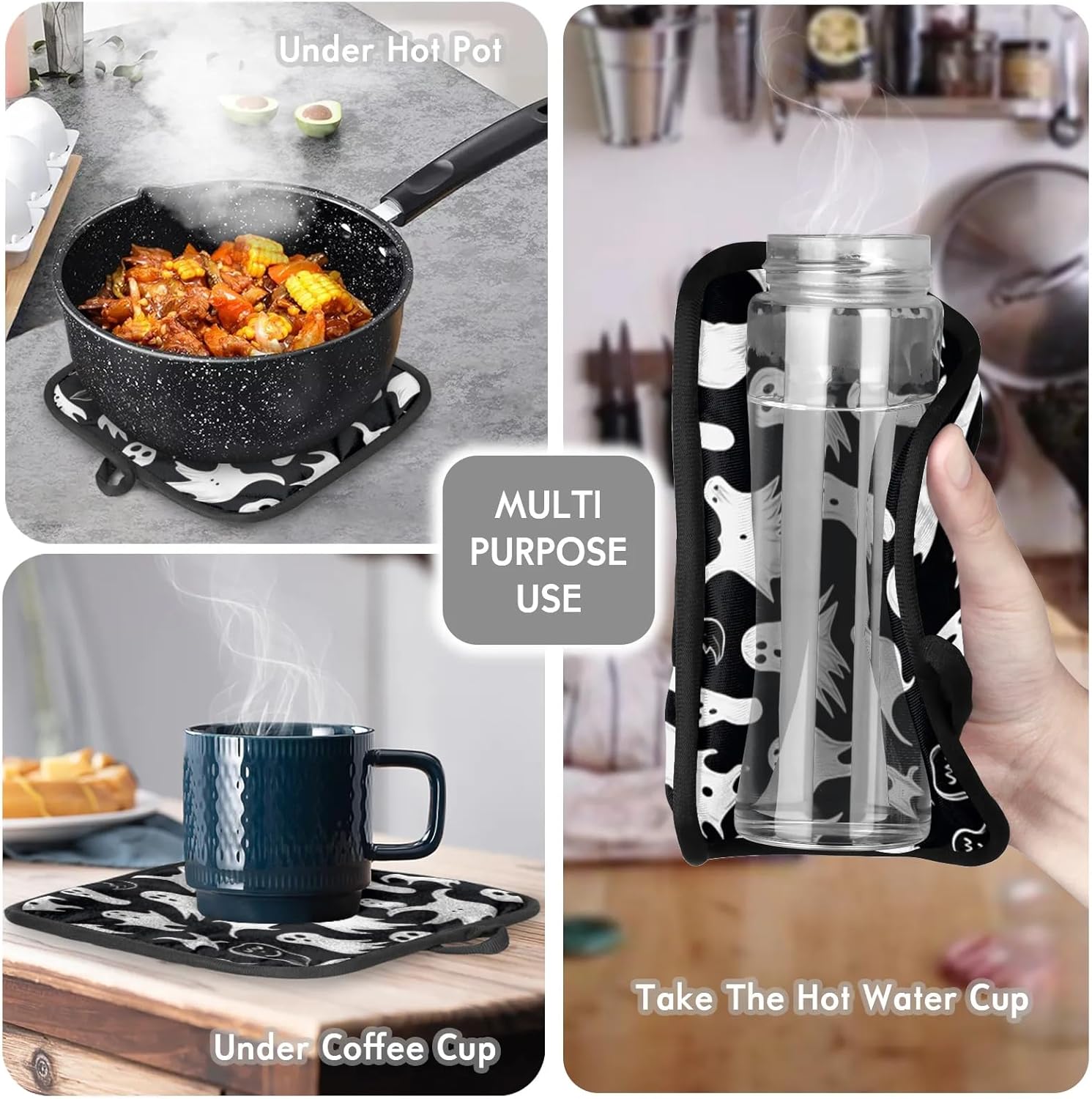 Halloween Ghost Pot Holder Set