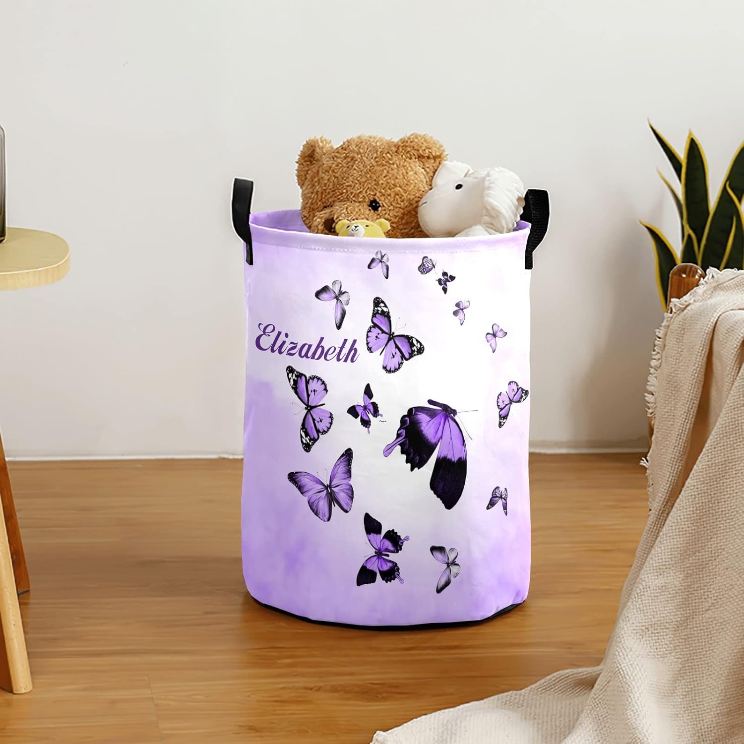 Color Sky Butterflies Personalized Waterproof Folding Laundry Basket