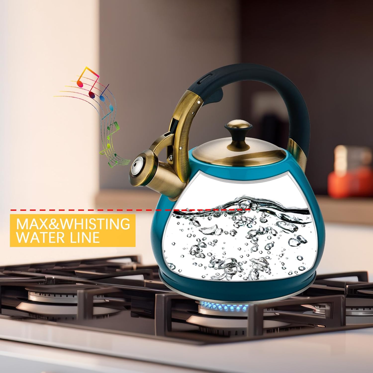 Lazneyru Stainless Steel Whistling Kettle 3 Quart