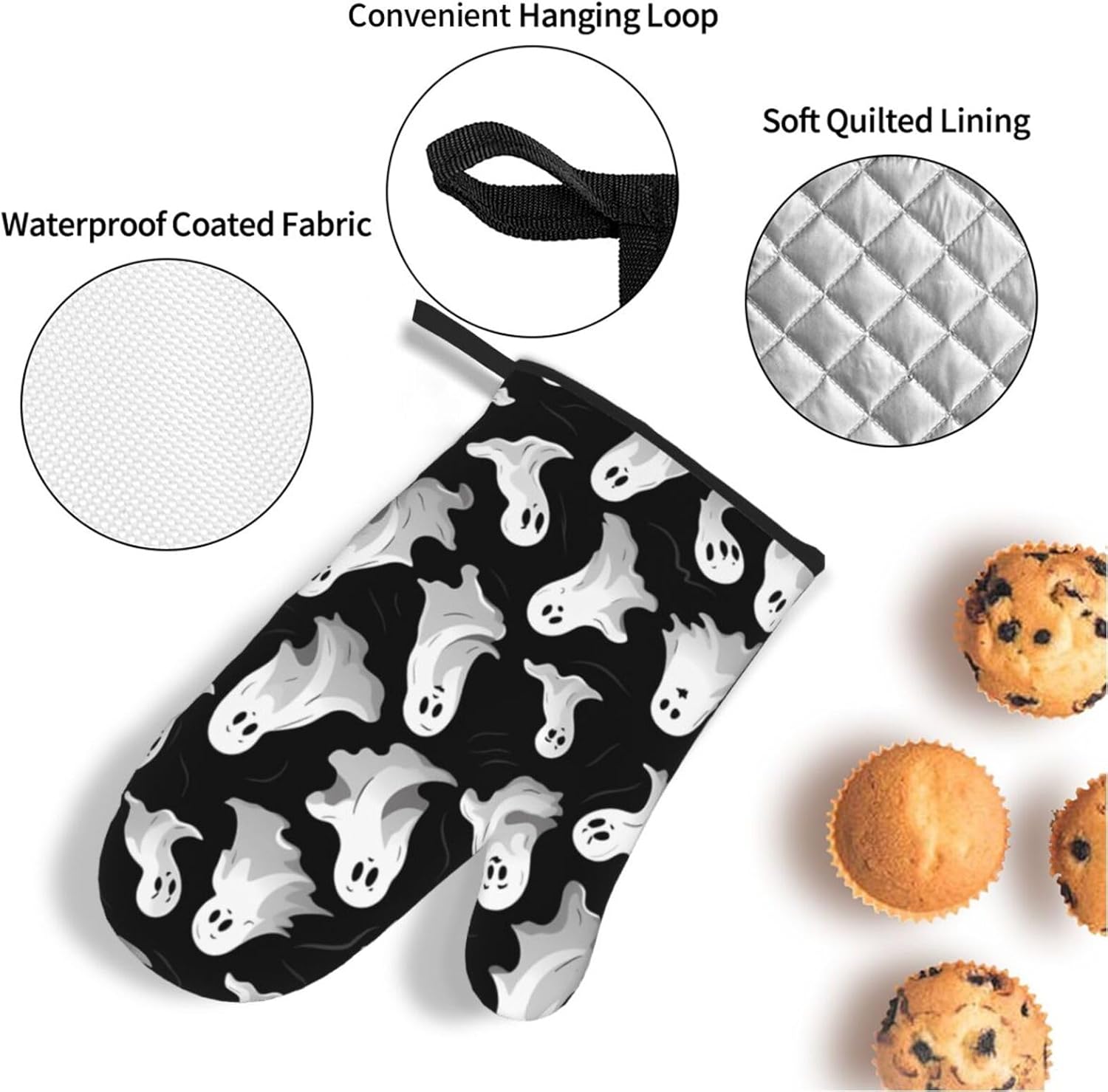 Exclusive Halloween Set 4PCS Heat Resistant Oven Mitts Potholders