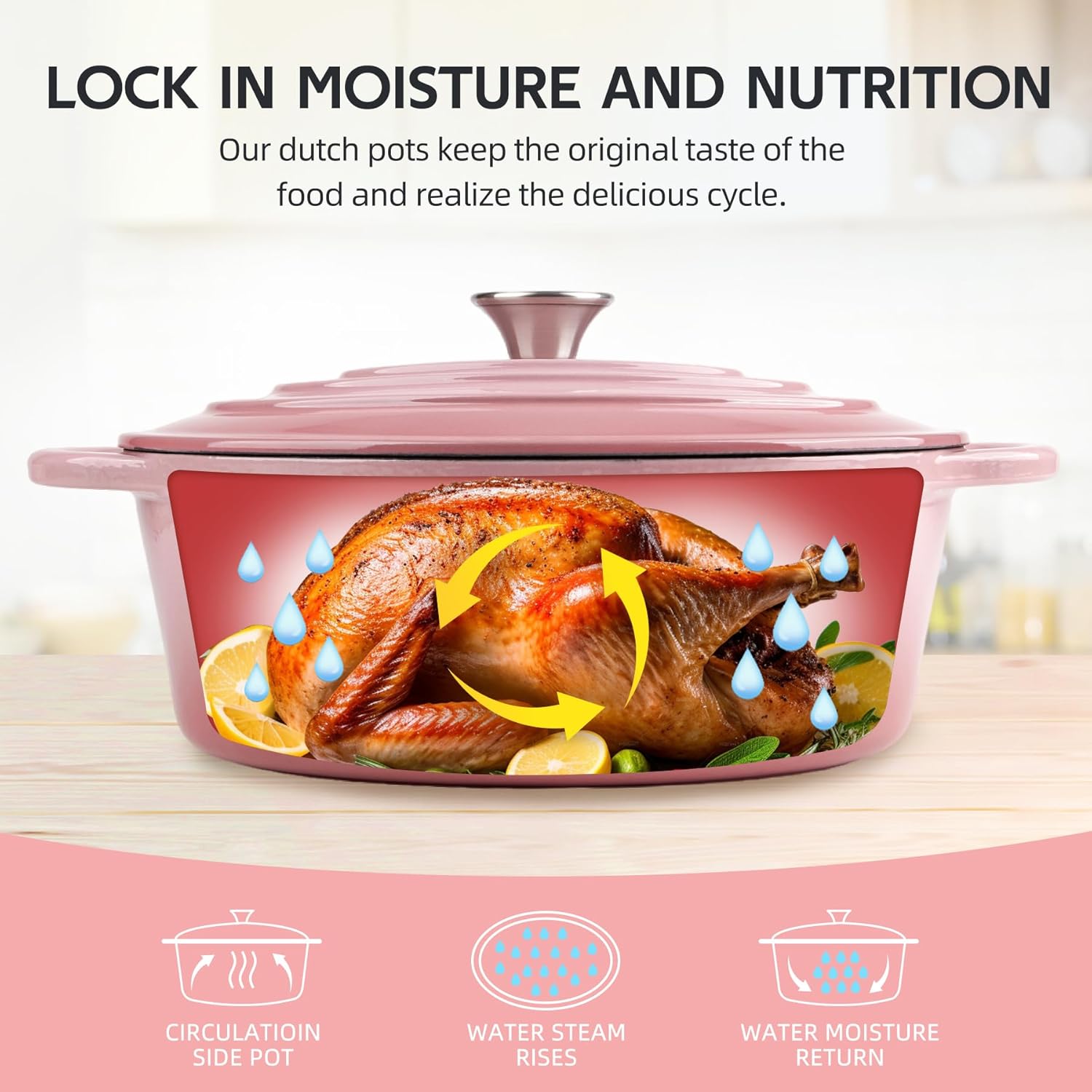 Alathote 55 Quart Enameled Cast Iron Dutch Oven with Lid