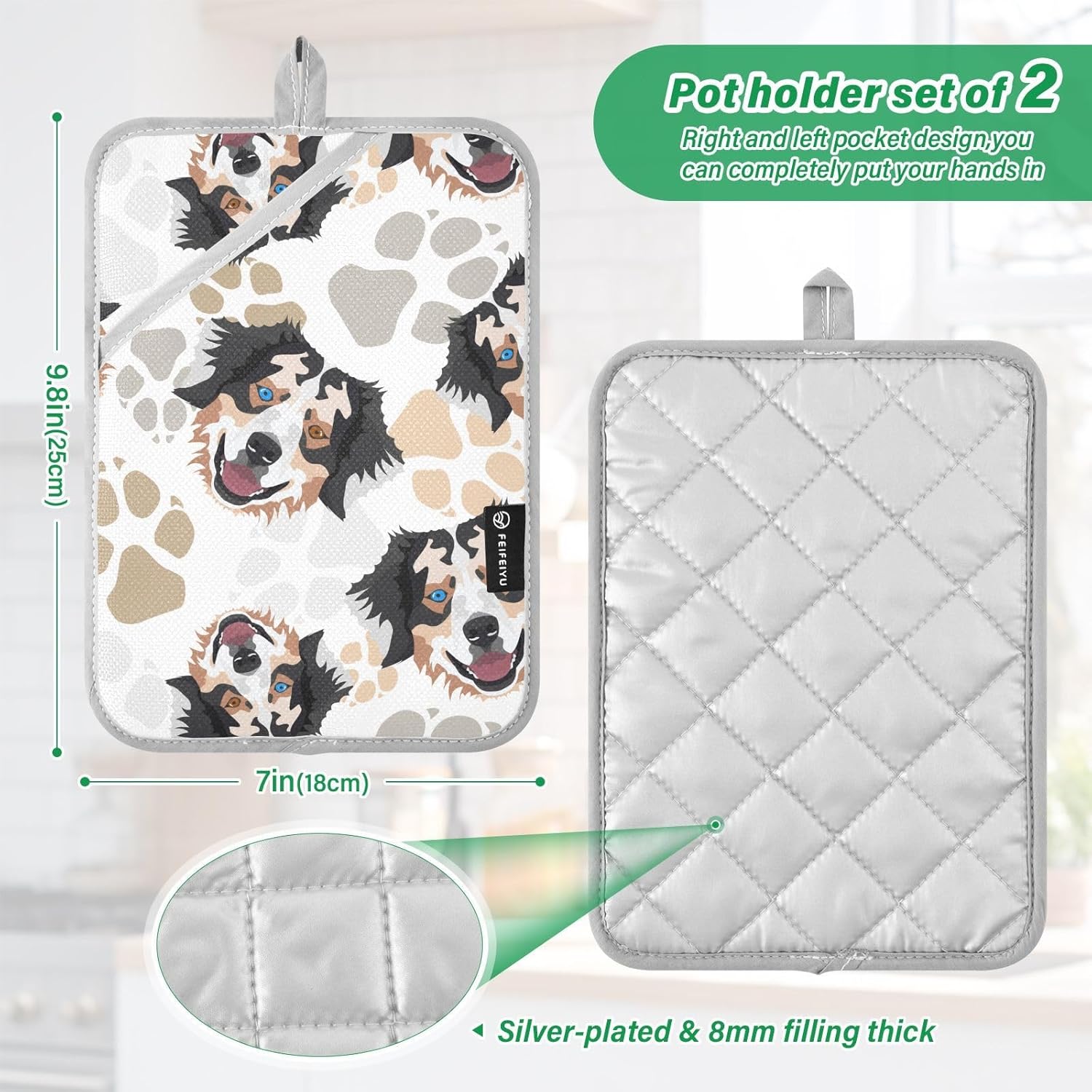 DalziumPotholder Dog Paws Set of 2