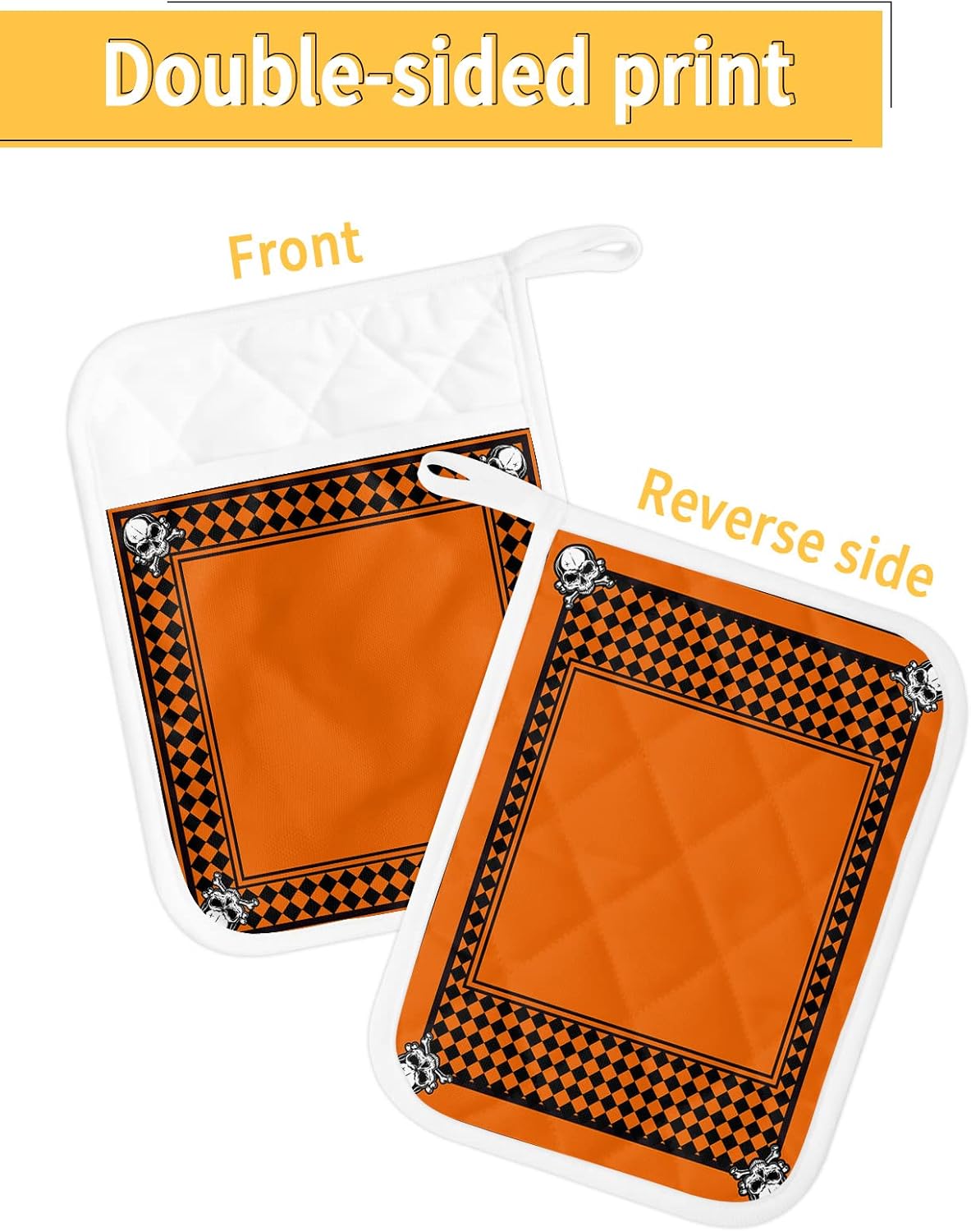 Trick or Treat Halloween Buffalo Plaid Potholders Set