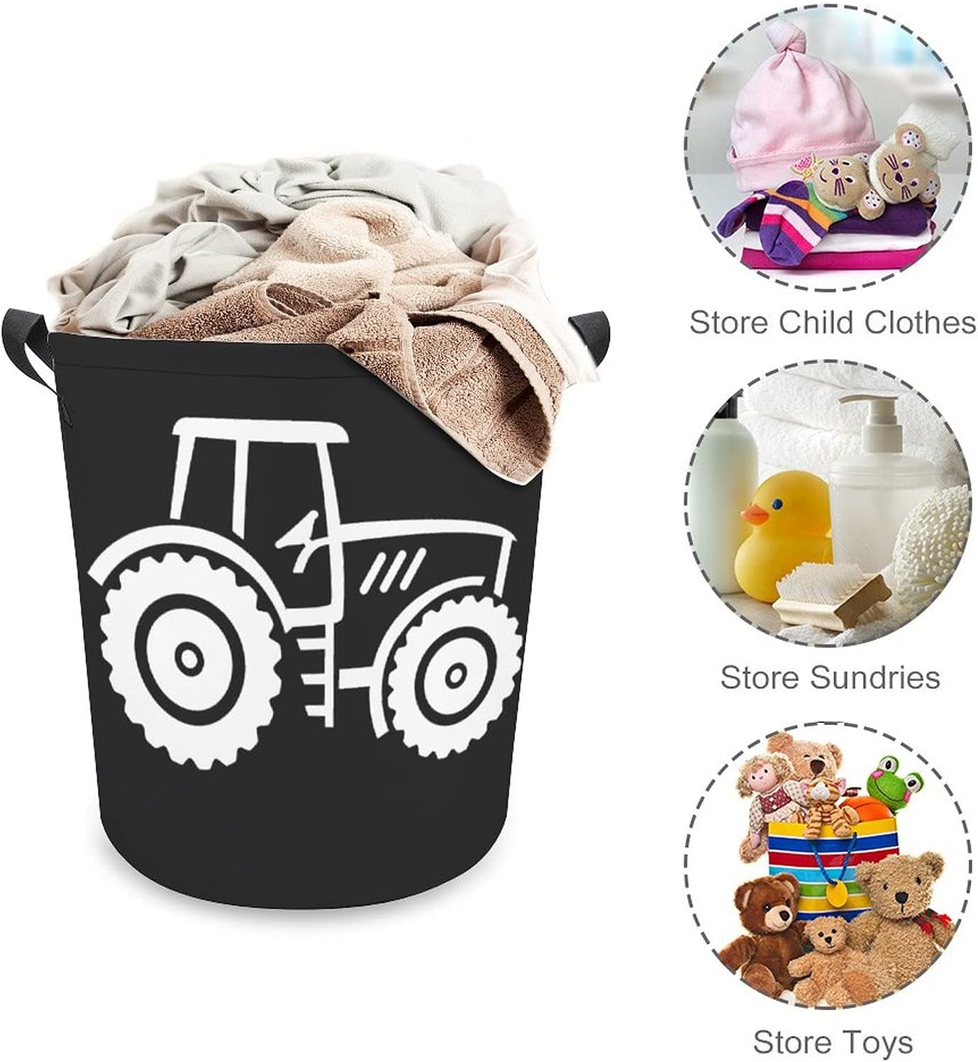 Vintage Tractor Laundry Basket Hamper Bag