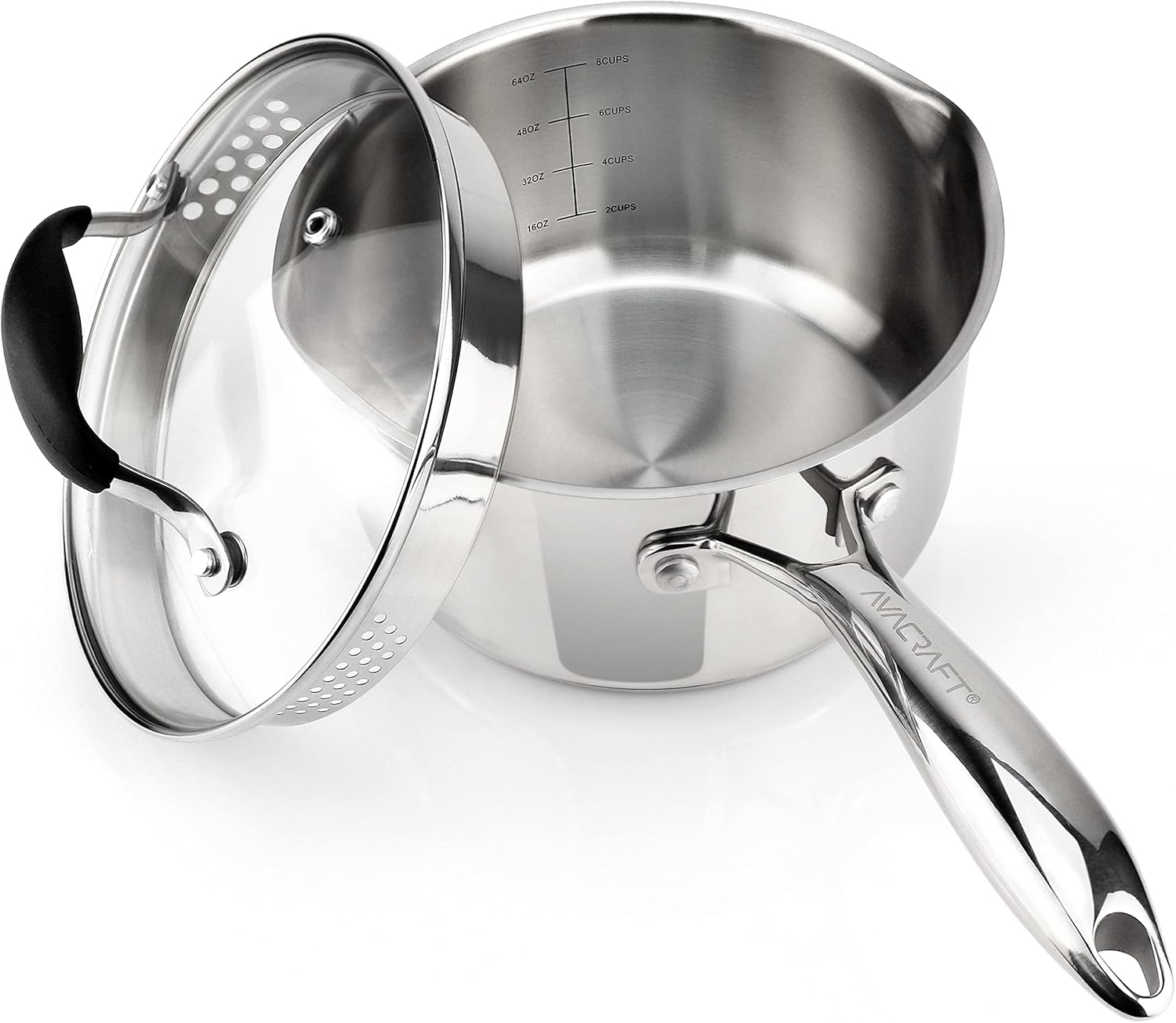 Stainless Steel Saucepan with Glass Lid for Home Kitchen