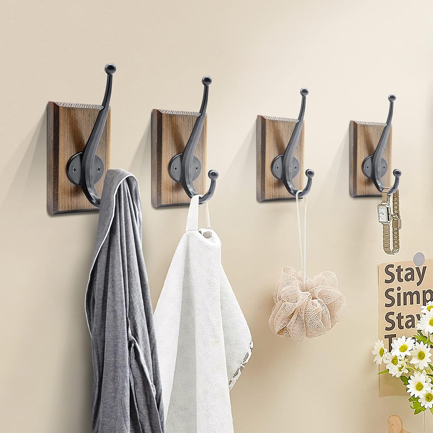 Rustic Farmhouse Towel Hooks 2 Pack