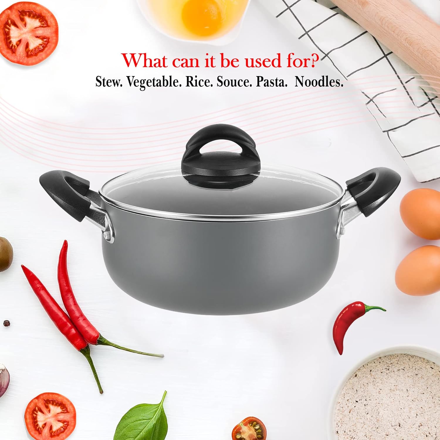 Sturdy 6QT Dutch Oven pot with Lid for Cooking